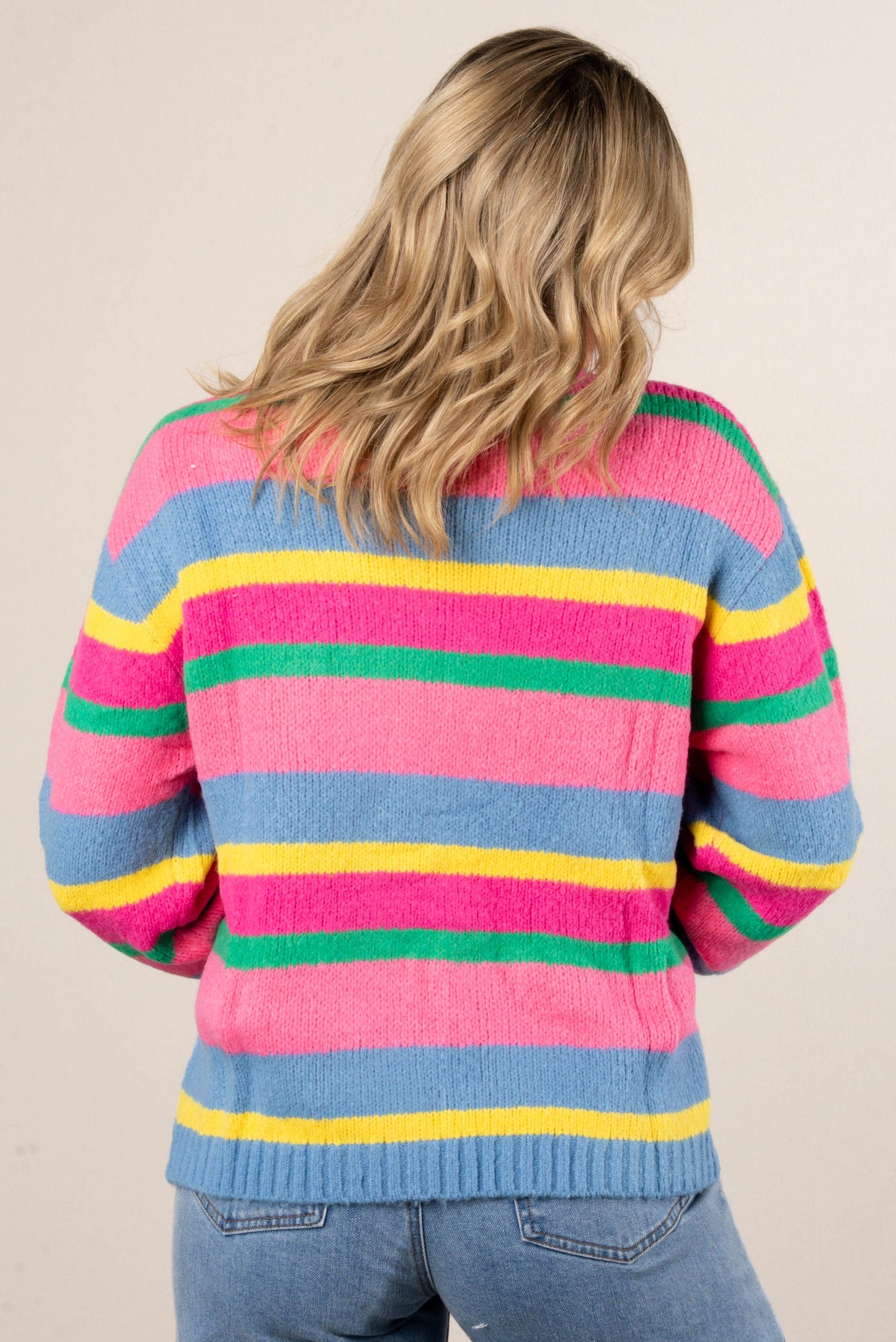 Colorful Striped Sweater Cardigan