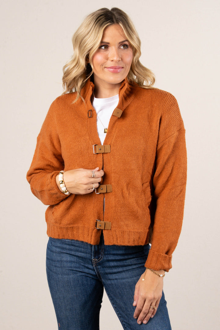 Buckle Front Sweater Cardigan