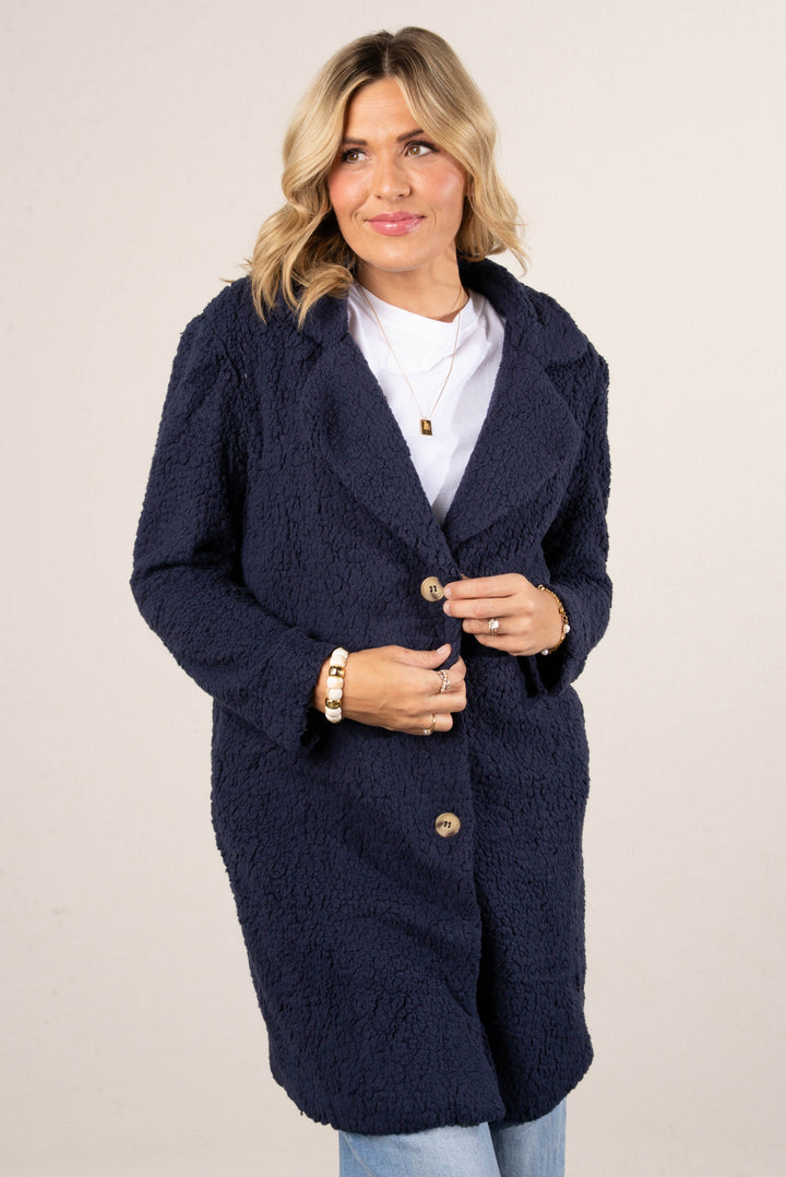 Sherpa Button Front Coat