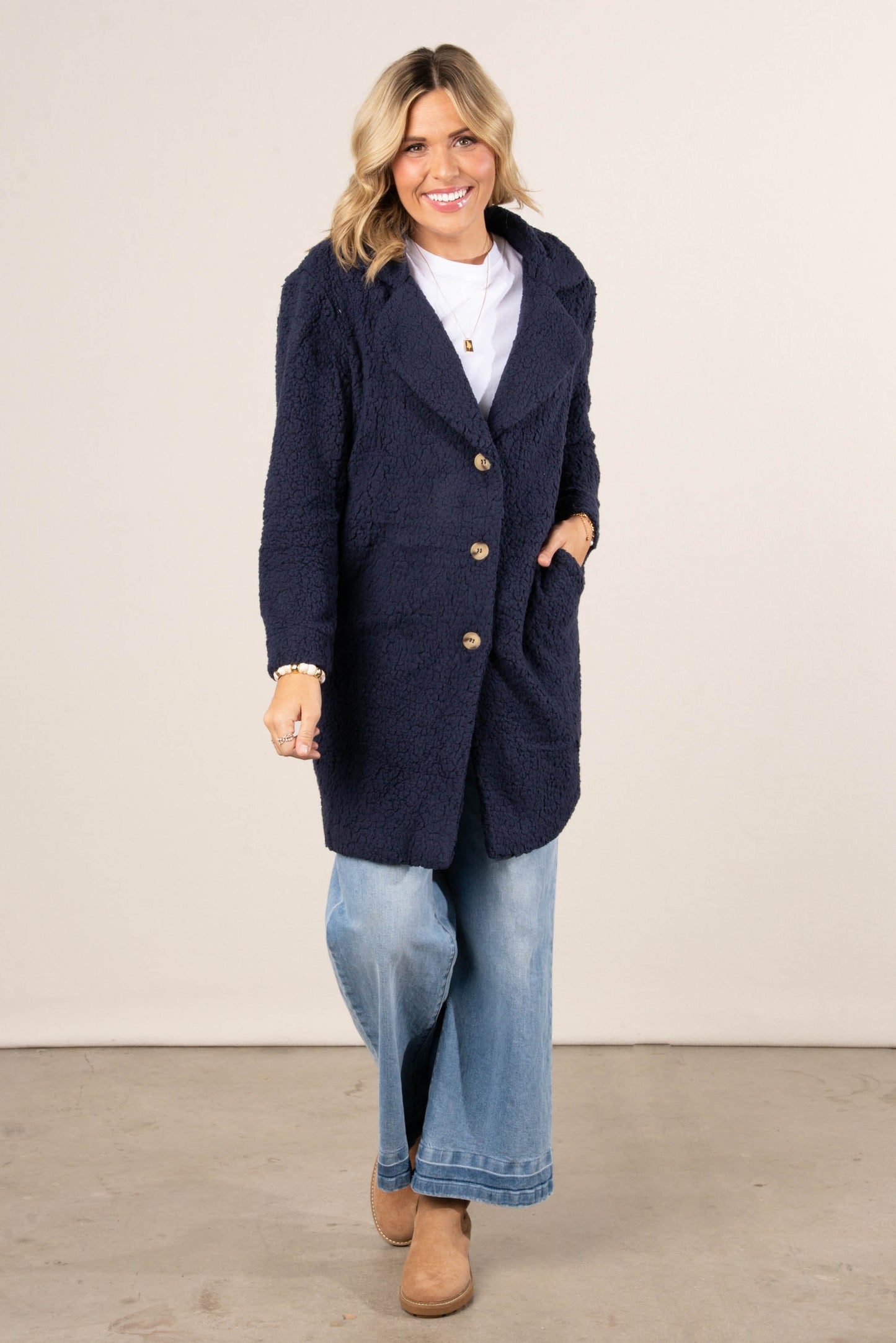 Sherpa Button Front Coat