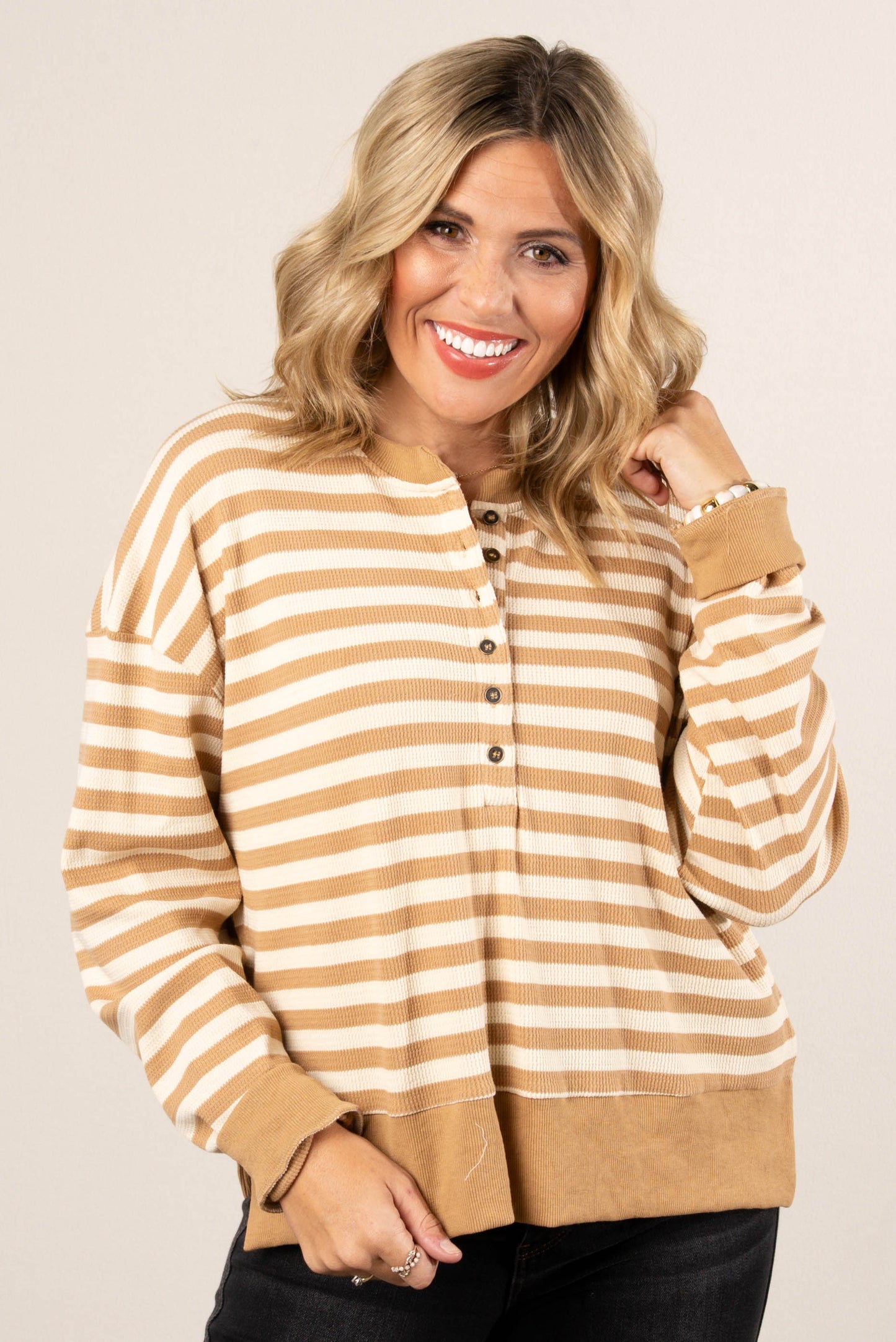 Briley Textured Stripe Henley Sweater