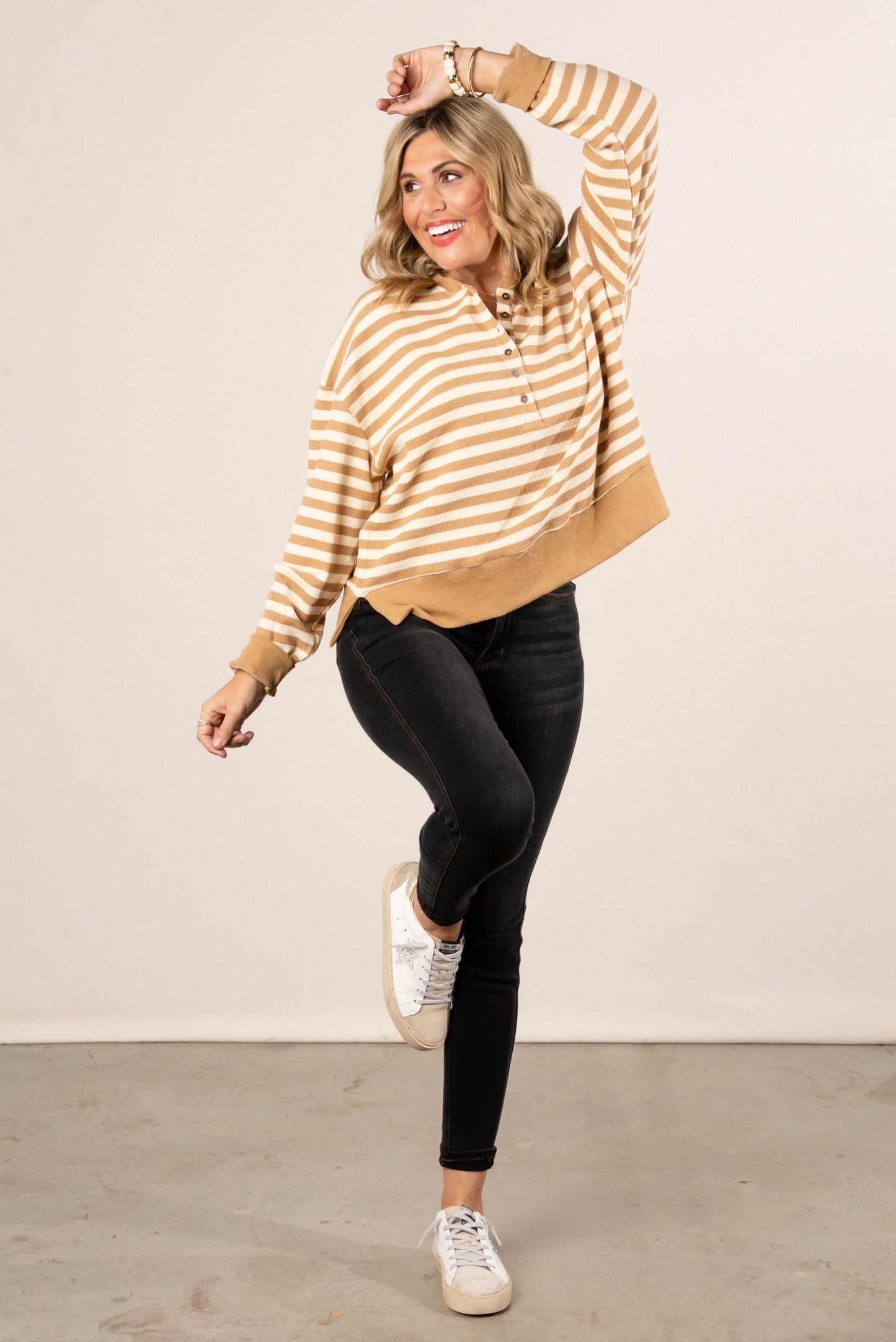 Briley Textured Stripe Henley Sweater