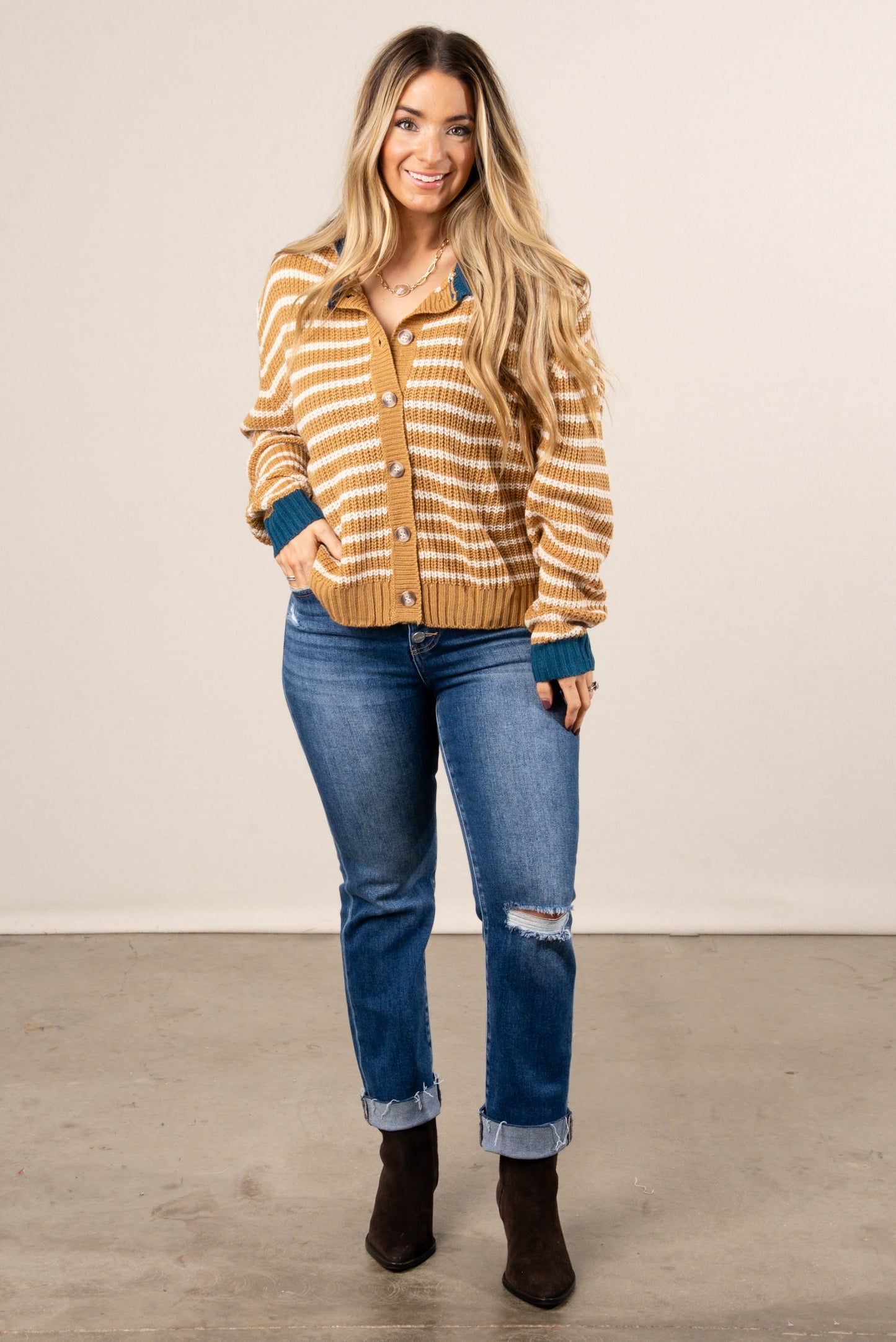 Hayride Striped Knit Sweater Cardigan