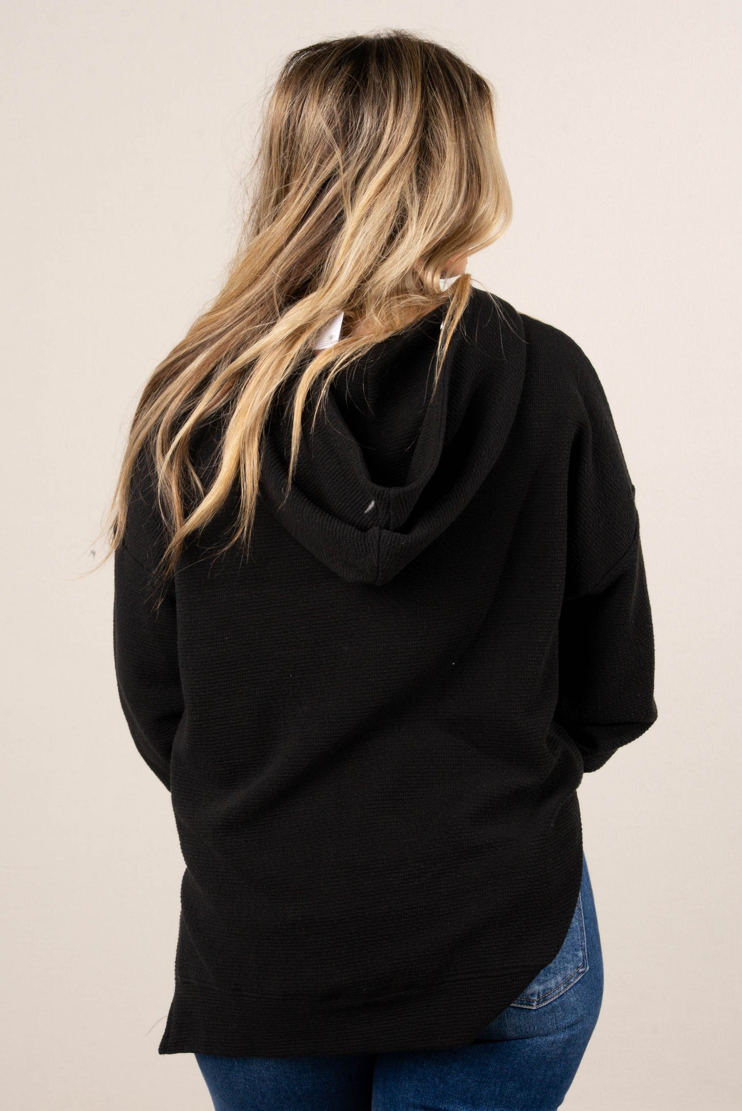 Maysen Textured Knit Hooded Top