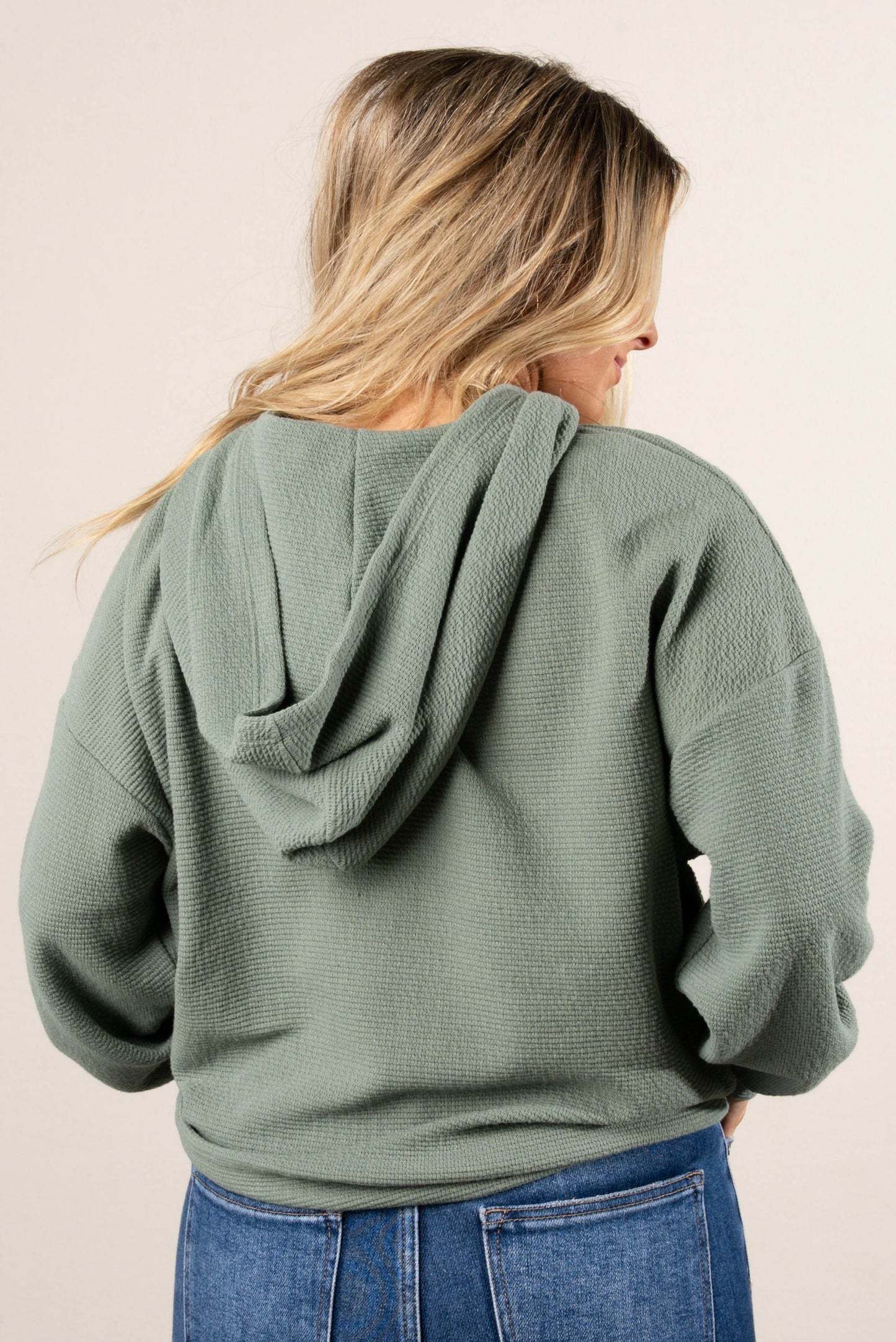 Daley Textured Knit Hooded Pocket Top