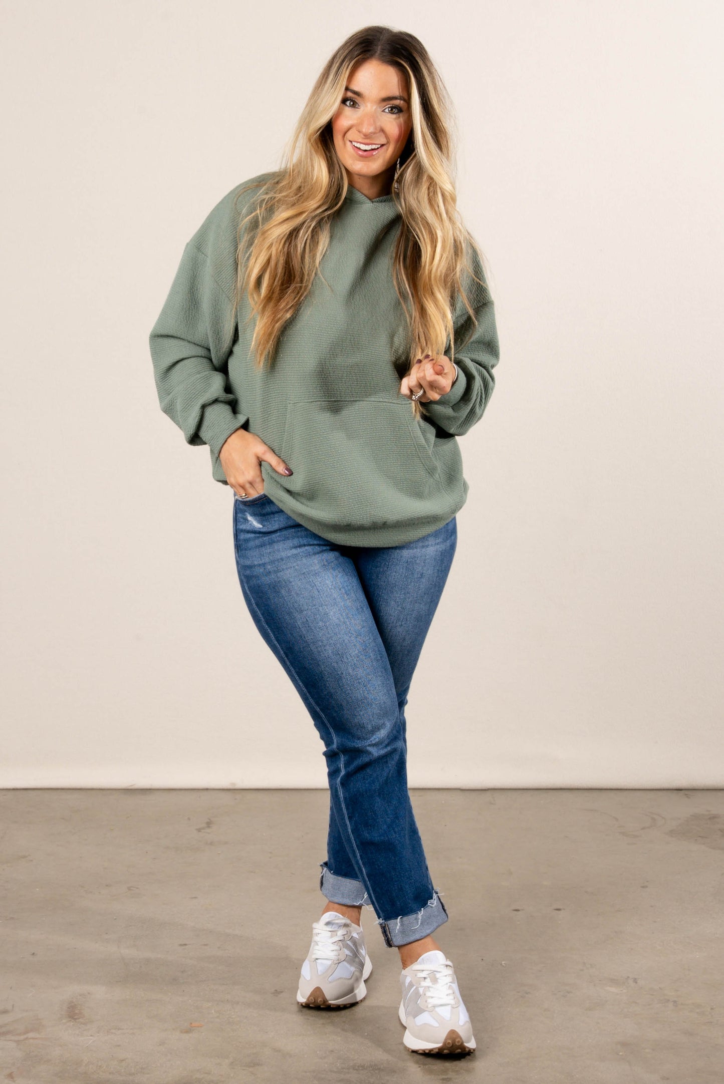 Daley Textured Knit Hooded Pocket Top
