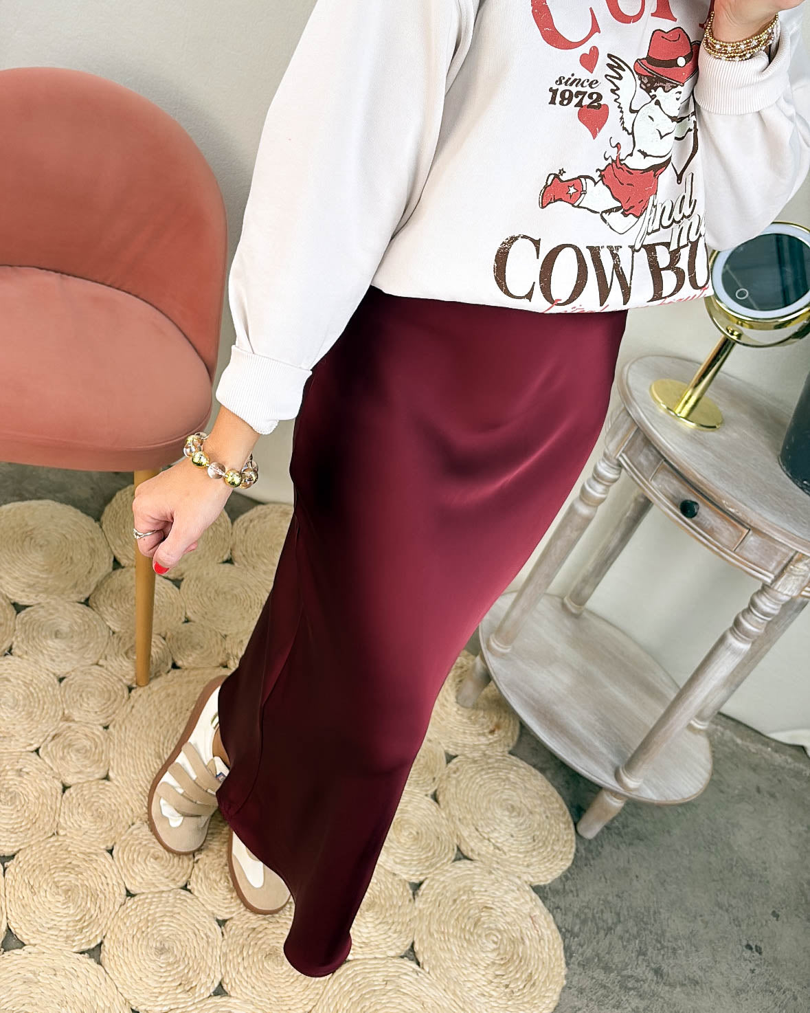 Bellaire Satin Pull-On Maxi Skirt