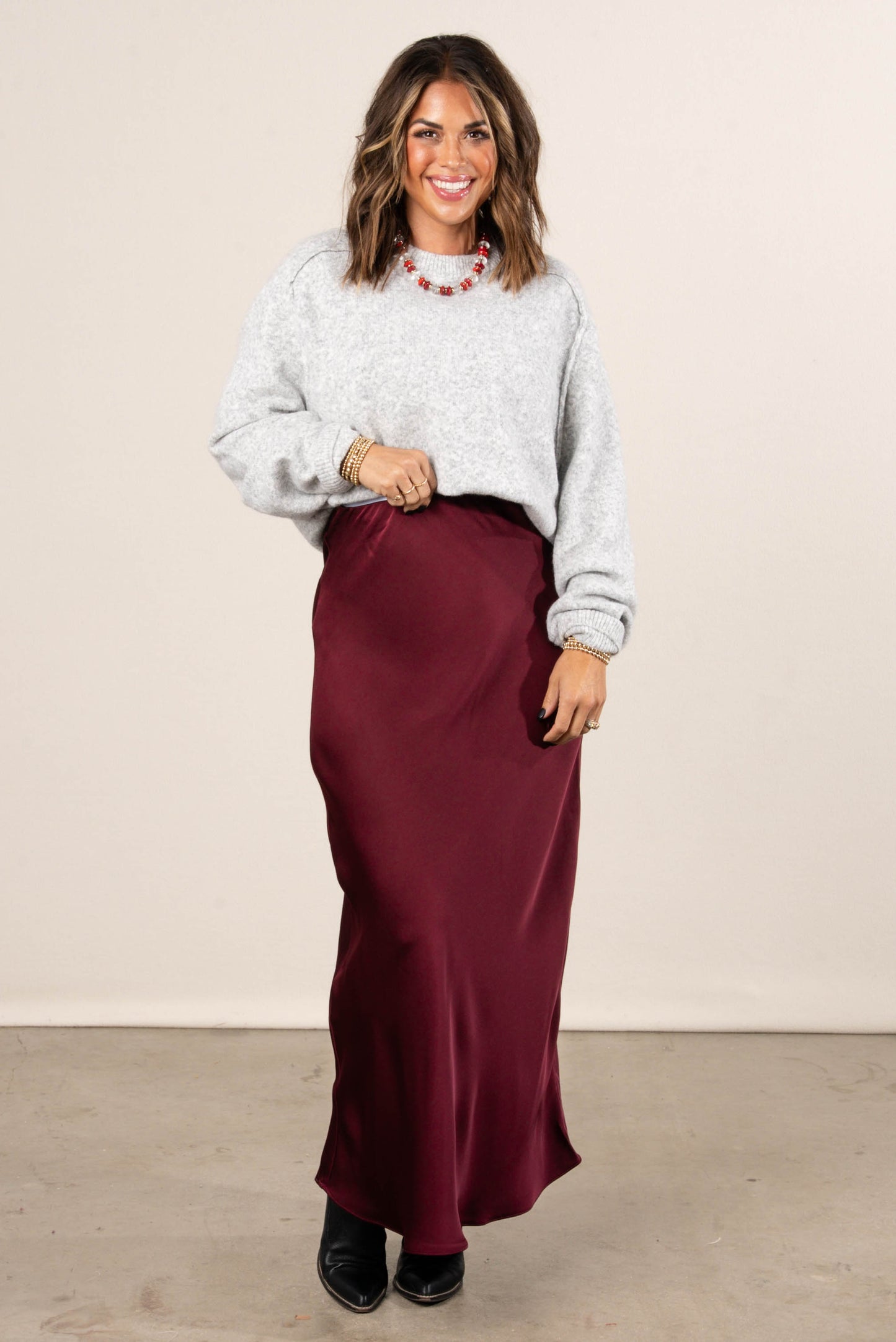 Bellaire Satin Pull-On Maxi Skirt