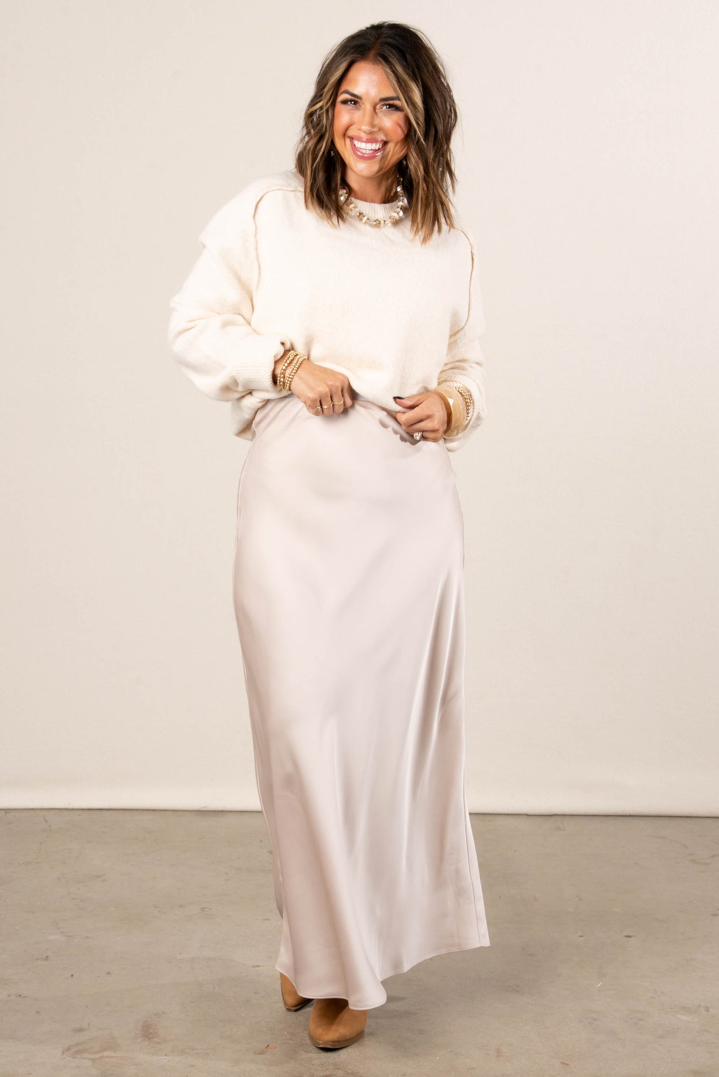 Bellaire Satin Pull-On Maxi Skirt