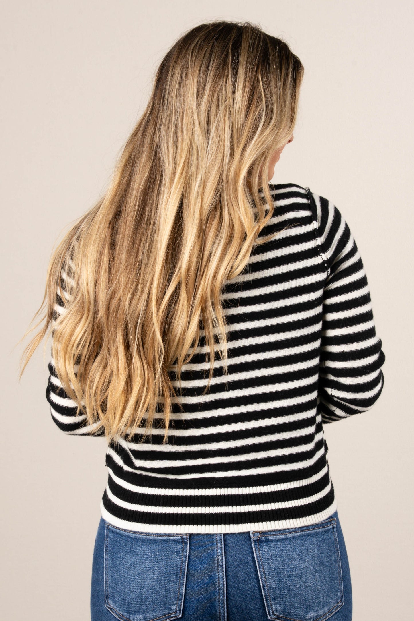 Scottdale Striped Exposed Seam Sweater
