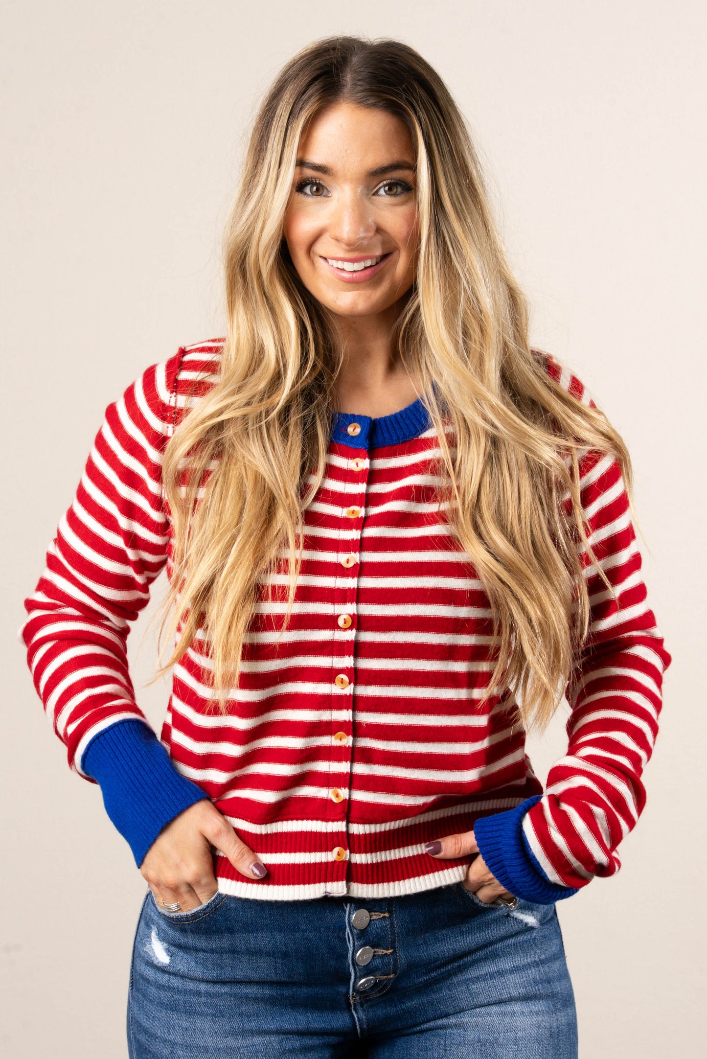 Scottdale Striped Exposed Seam Sweater