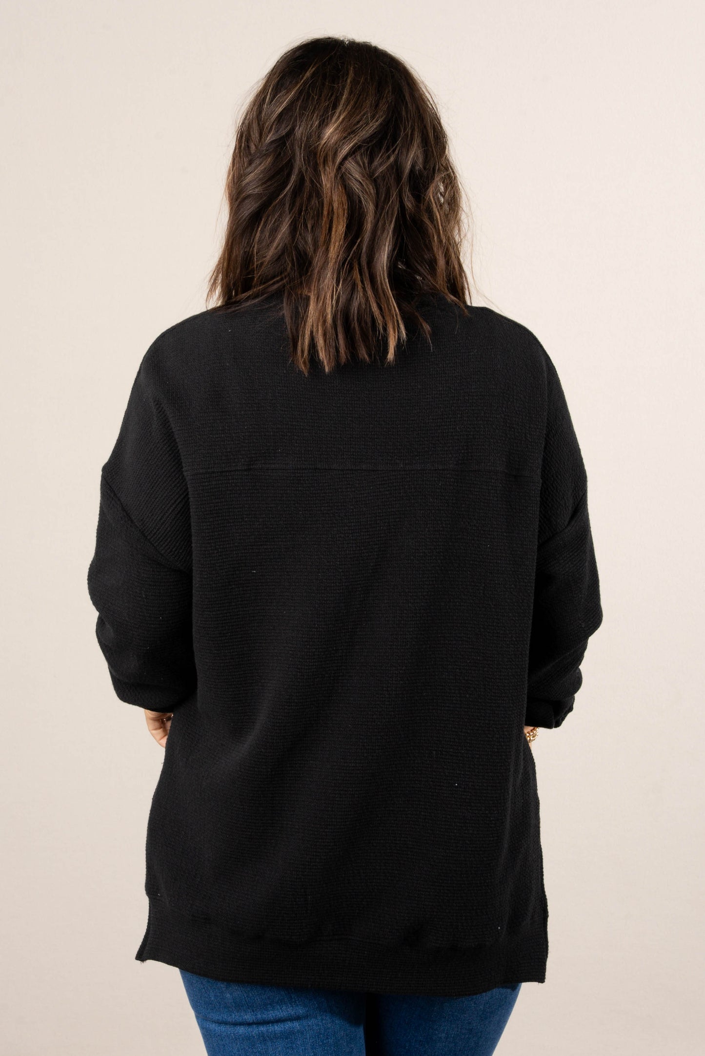 Manchester Textured Knit Hi-Lo Split Hem Top