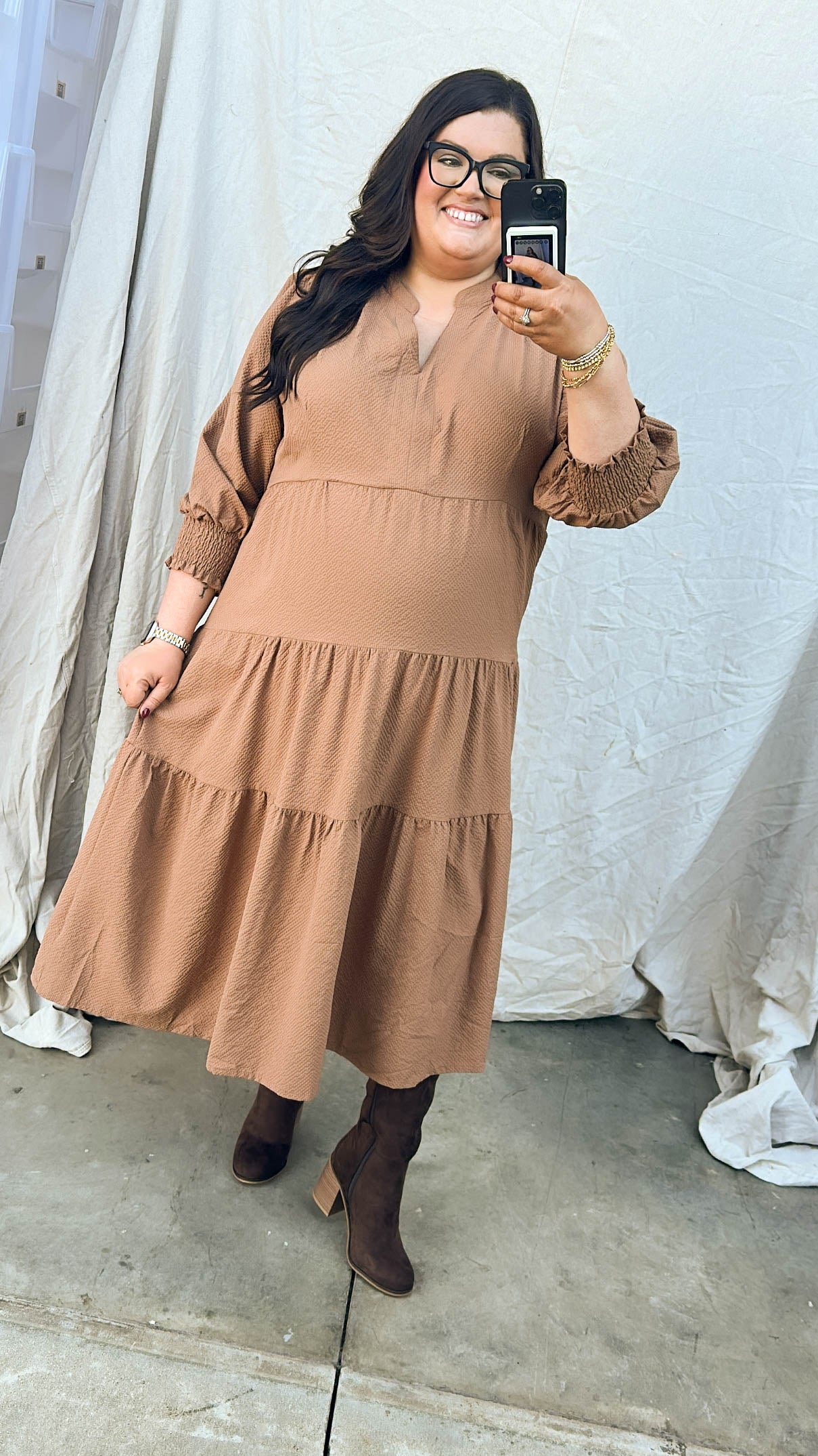 Bristol Textured Knit Tiered Midi Dress