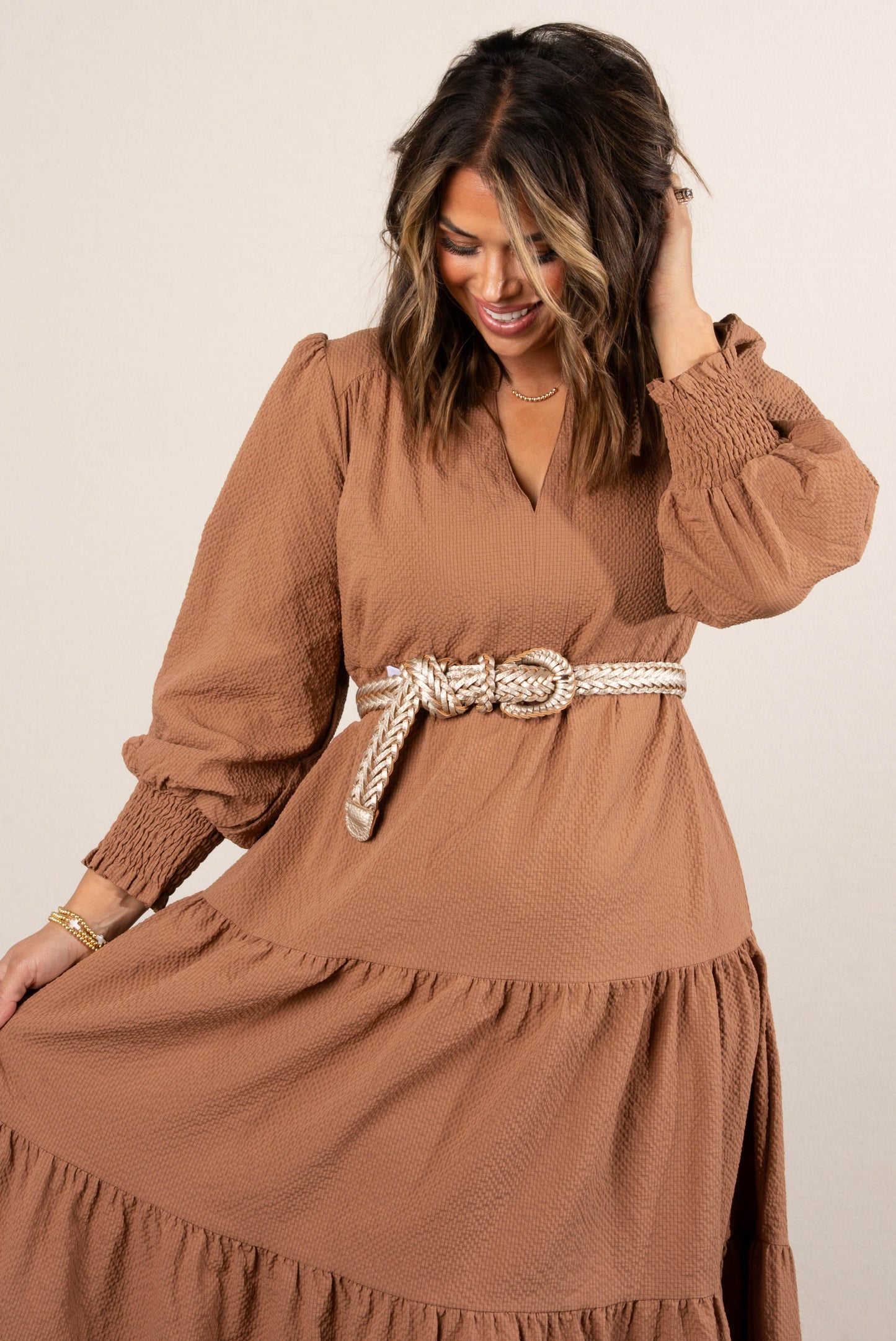 Bristol Textured Knit Tiered Midi Dress