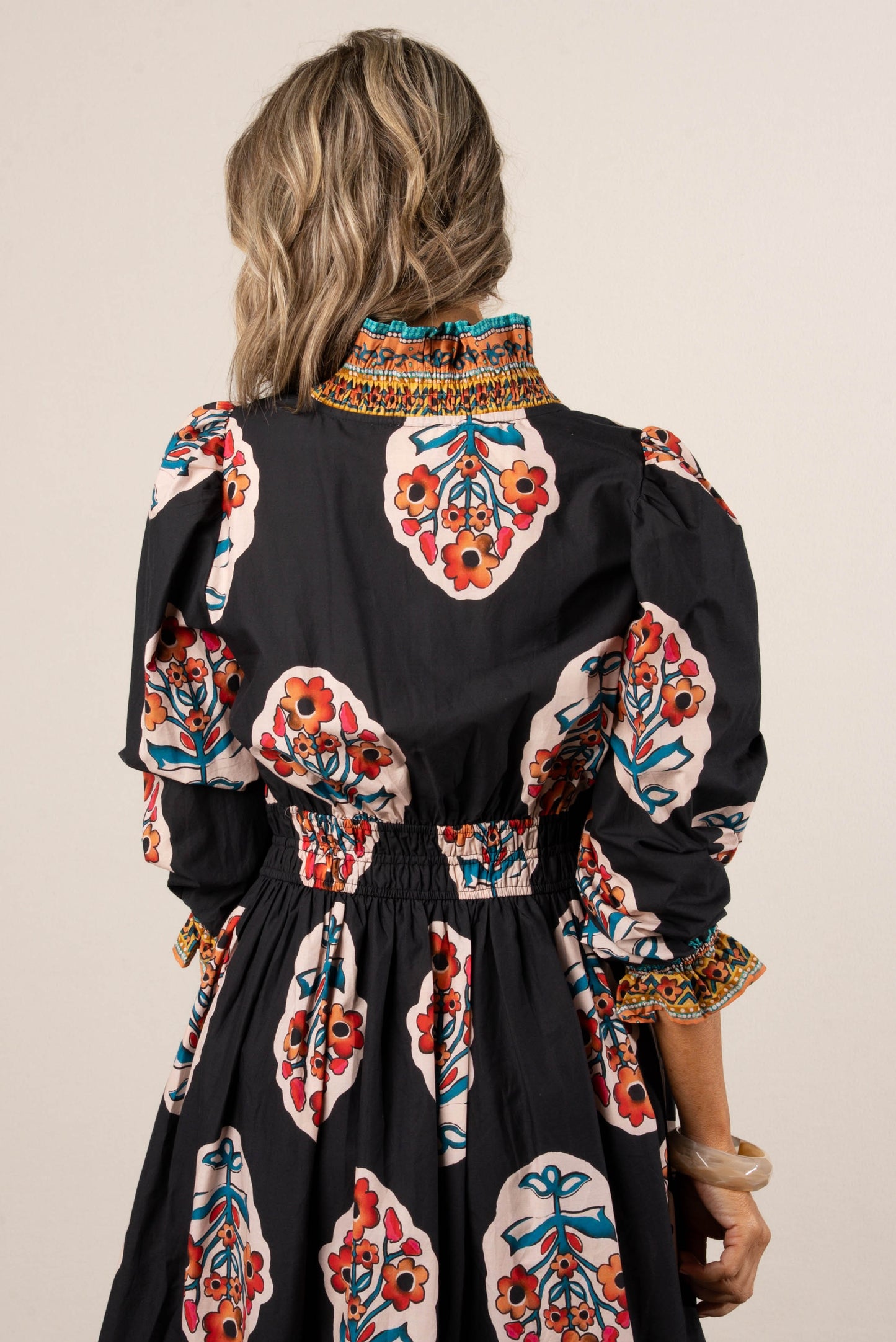 Cynthia Floral Border Print Midi Dress