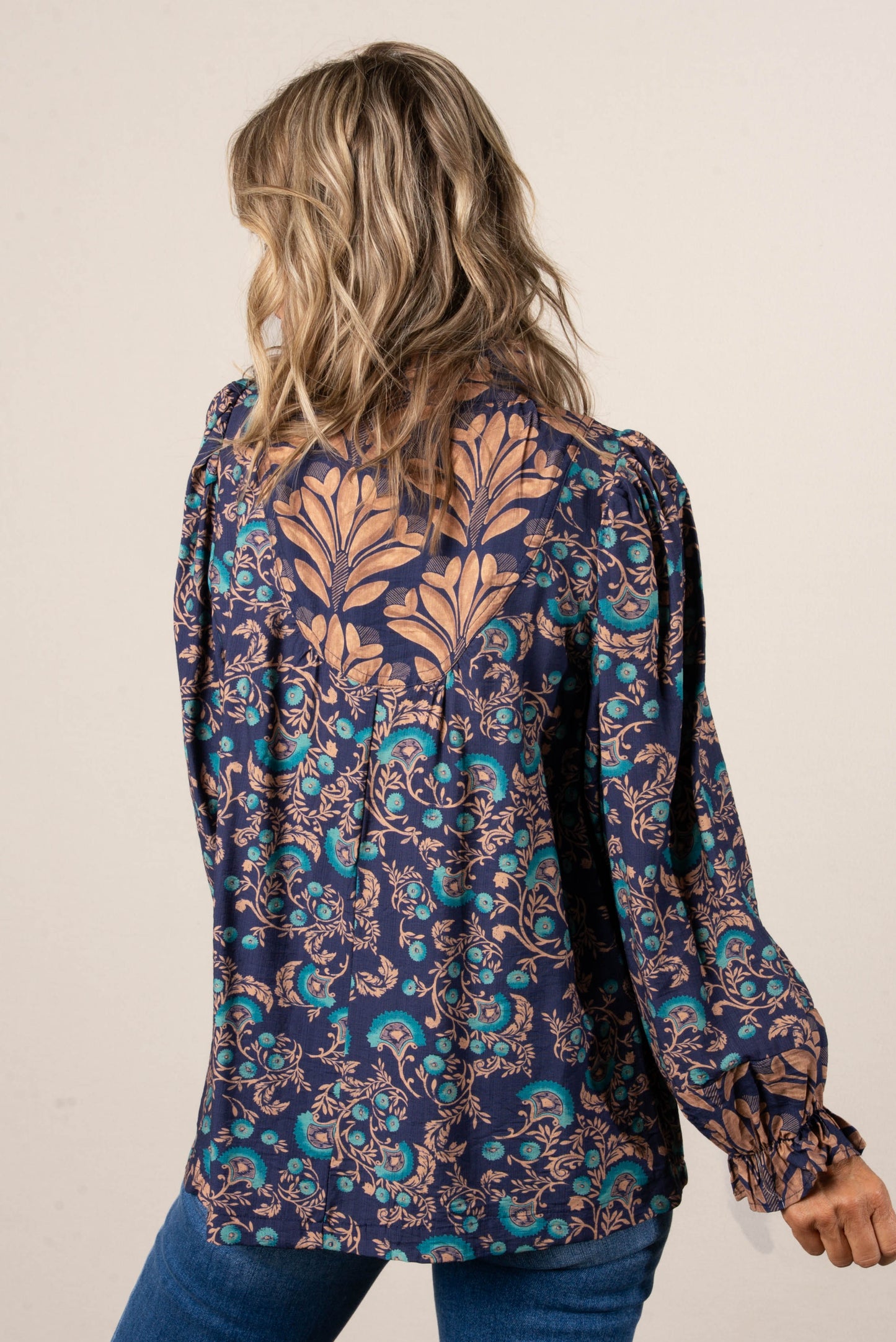 Miriam Mixed Floral Frill Neck Blouse