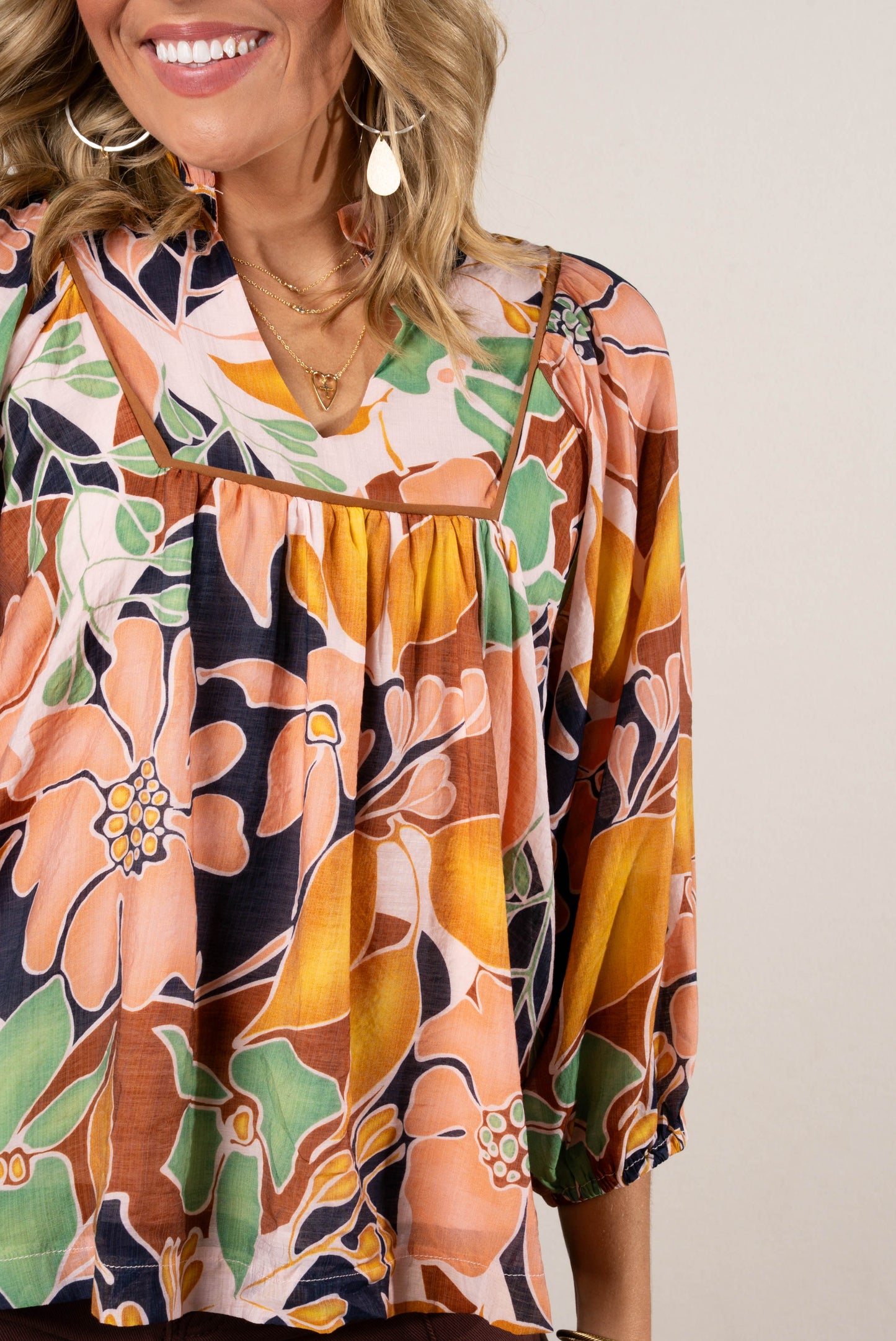Auburn Skies Floral Babydoll Top