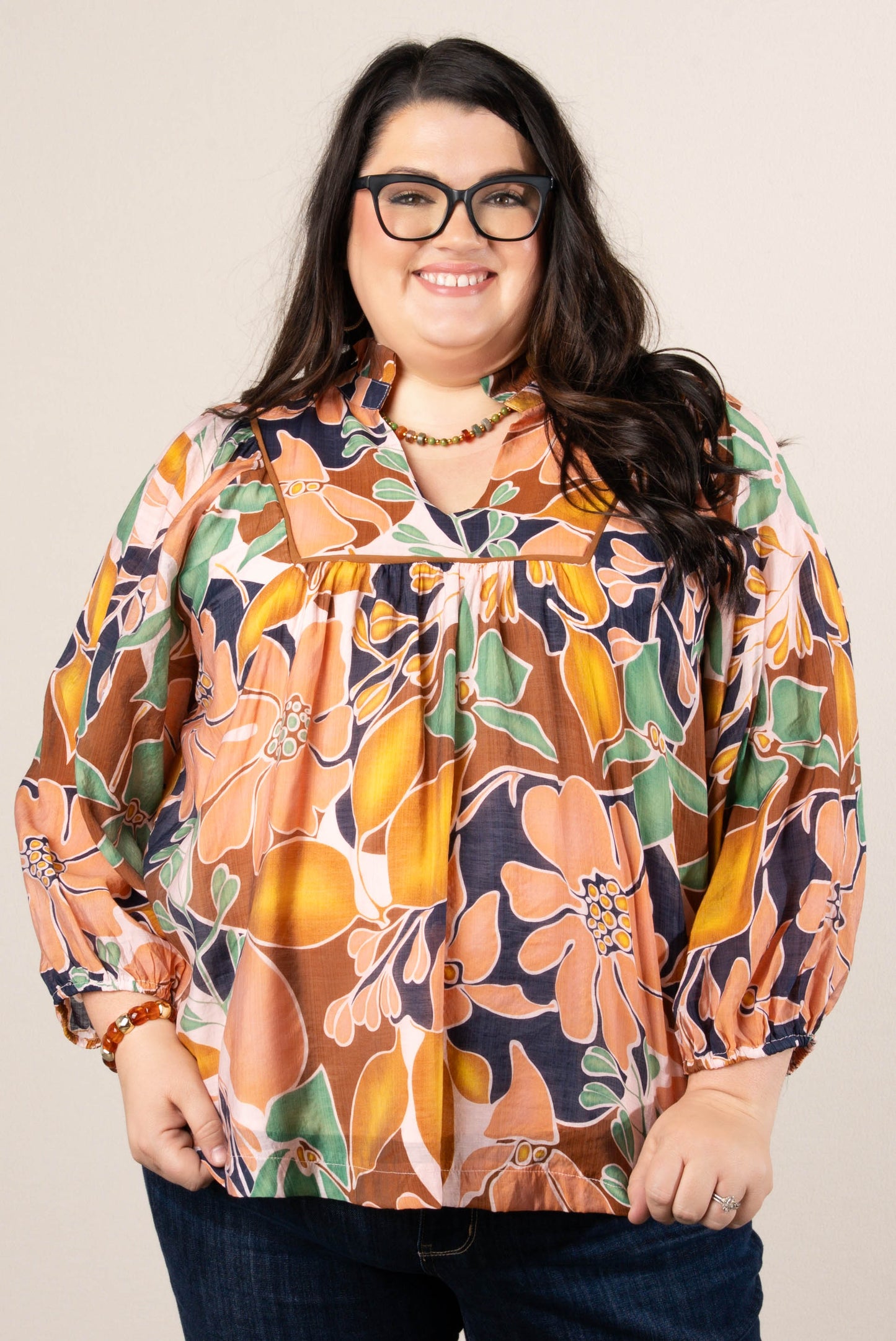 Auburn Skies Floral Babydoll Top