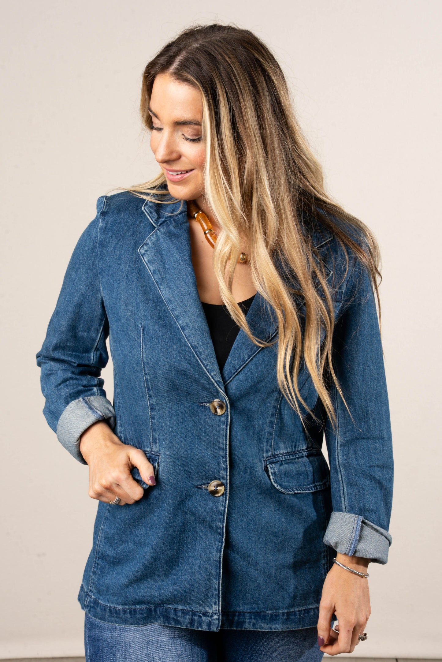Uptown Single Breasted Denim Blazer