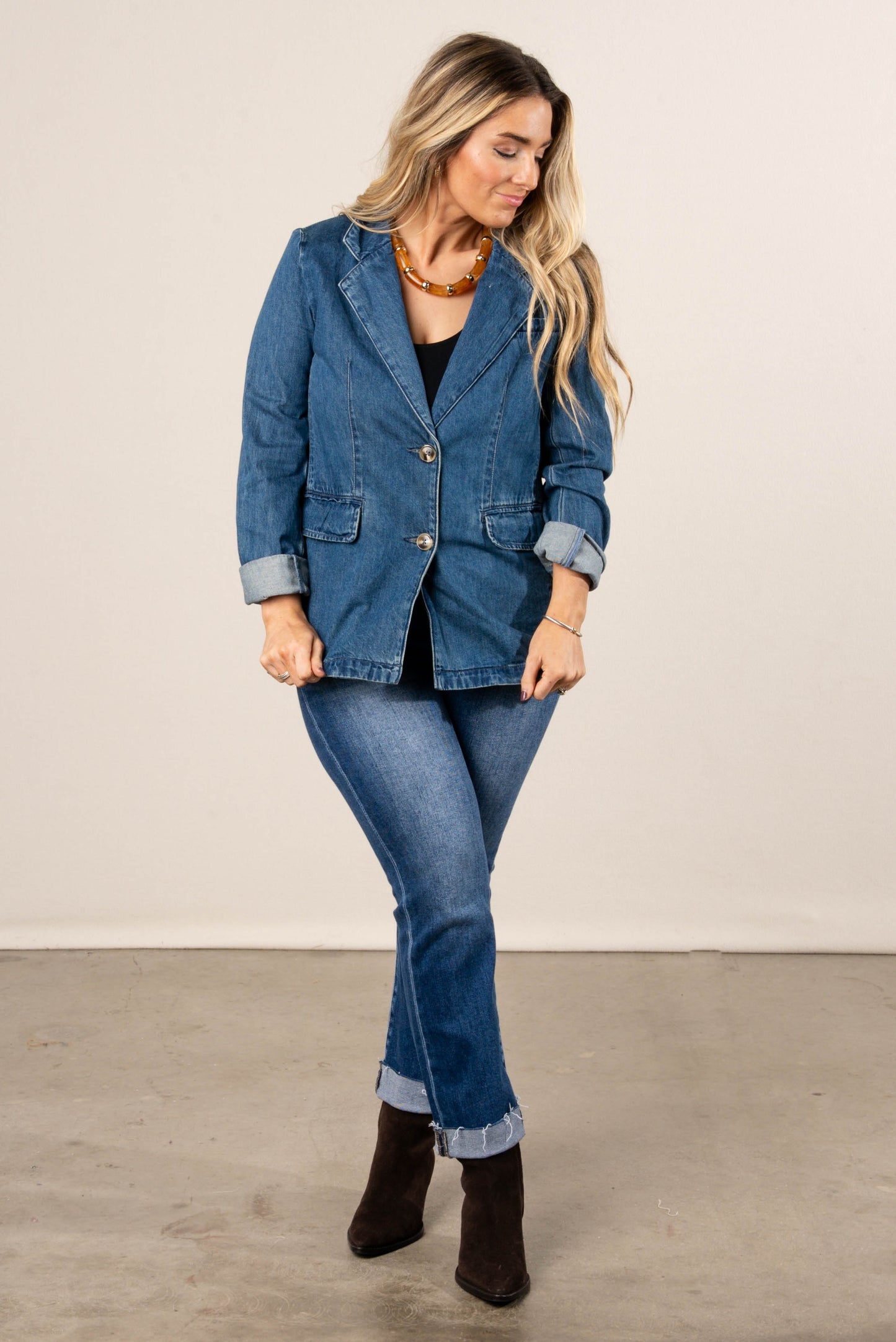 Uptown Single Breasted Denim Blazer