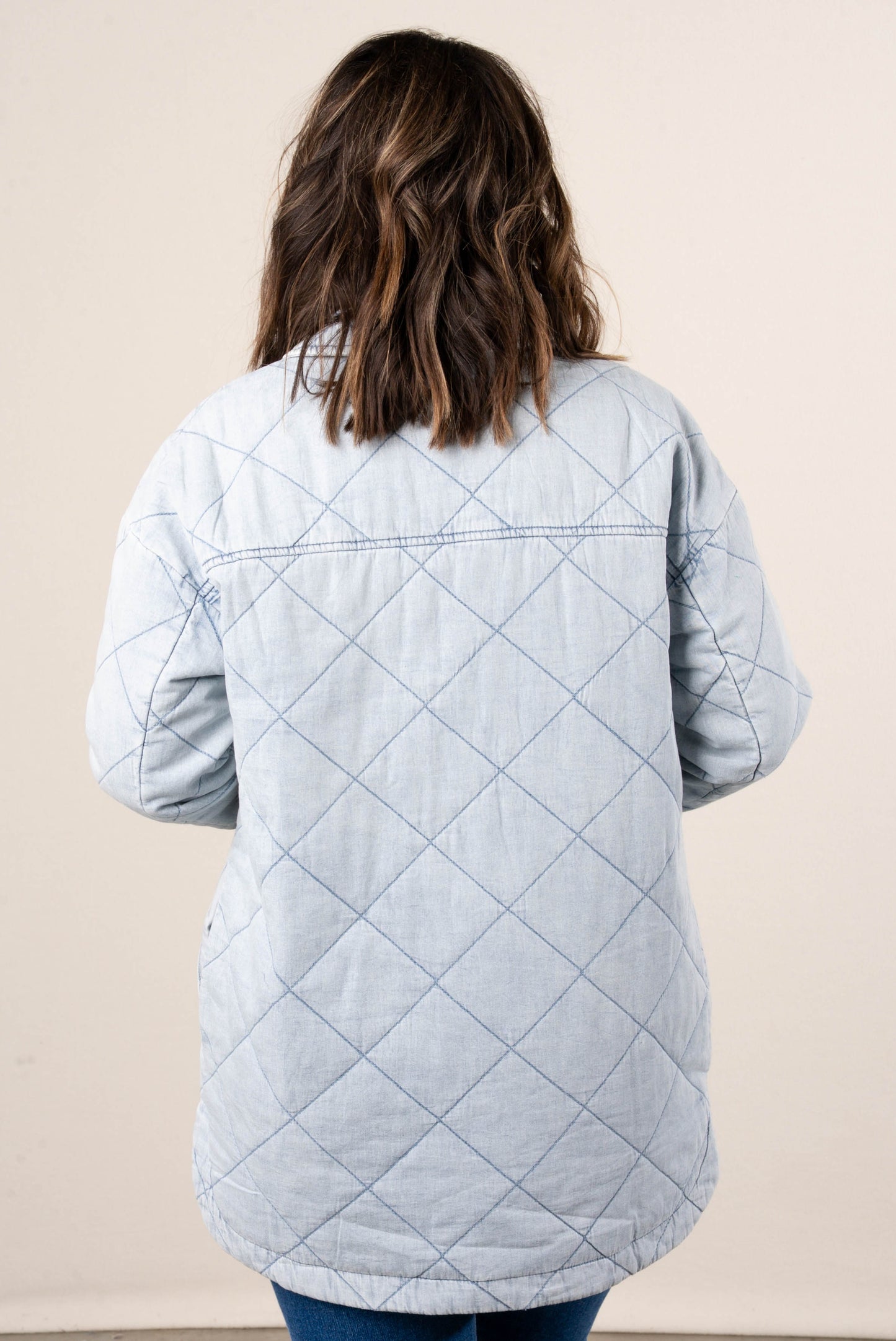 Street Chic Quilted Tencel Snap Front Shacket