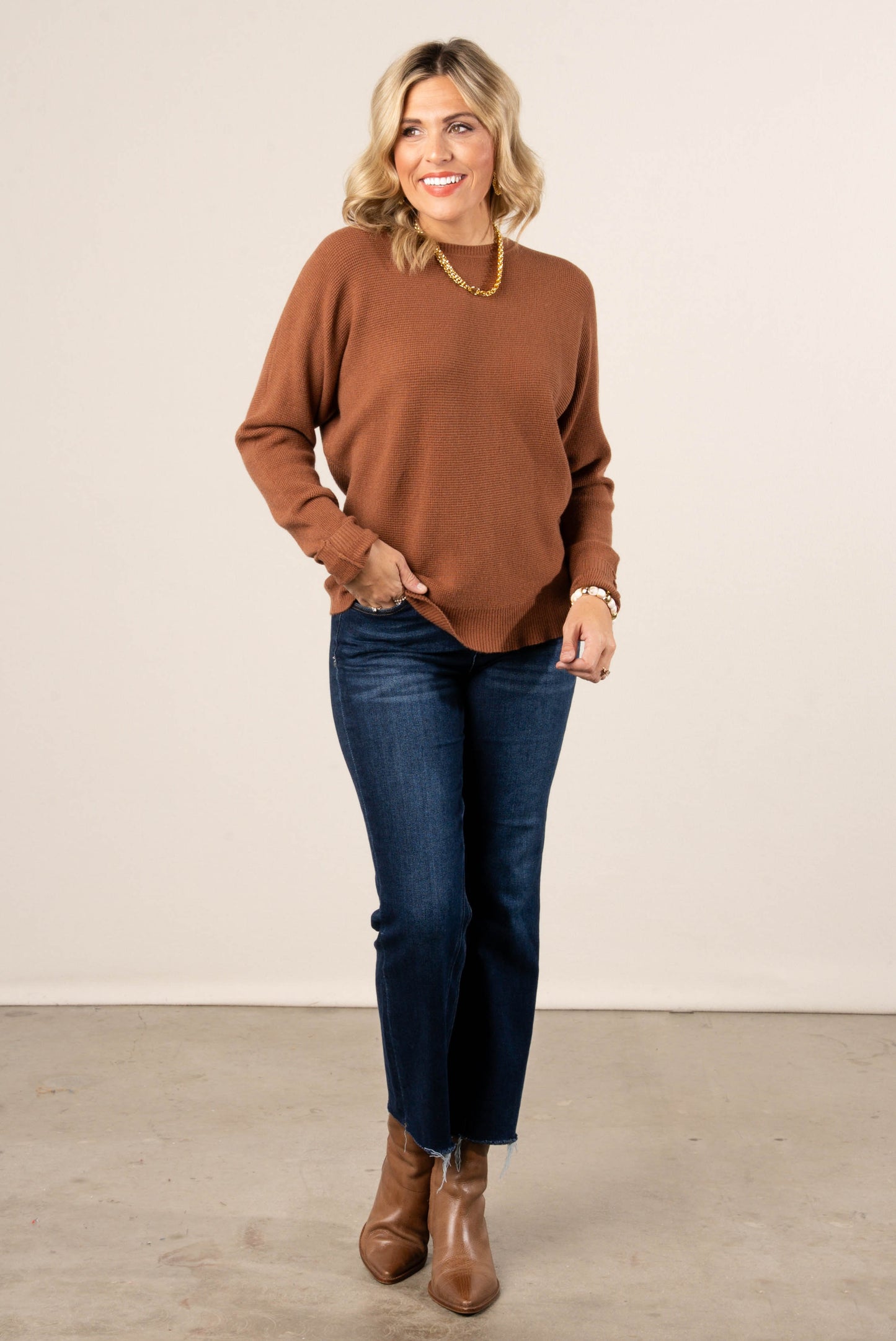 Ballentine Waffle Knit Dolman Sweater