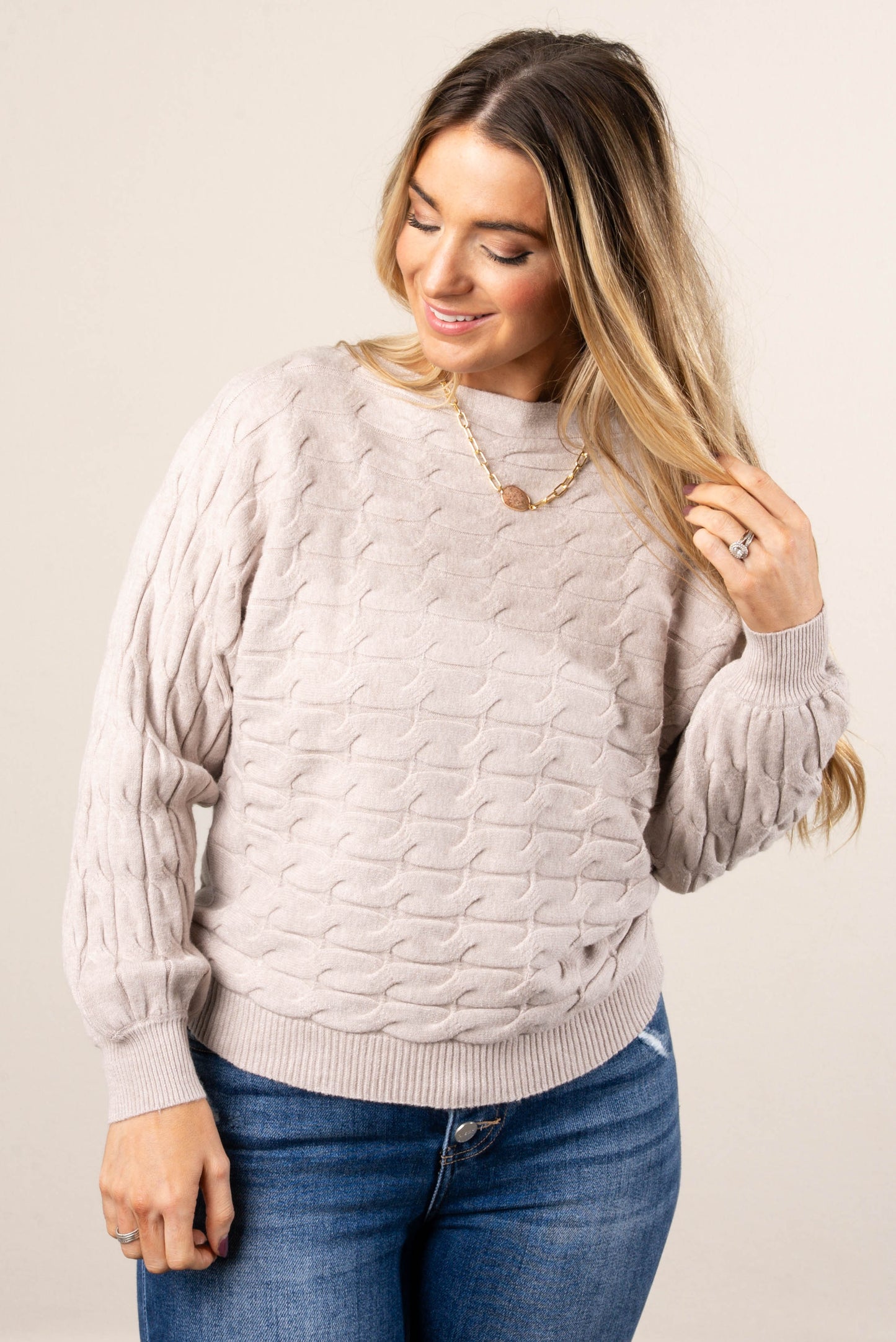 Fairfield Embossed Knit Boat Neck Sweater