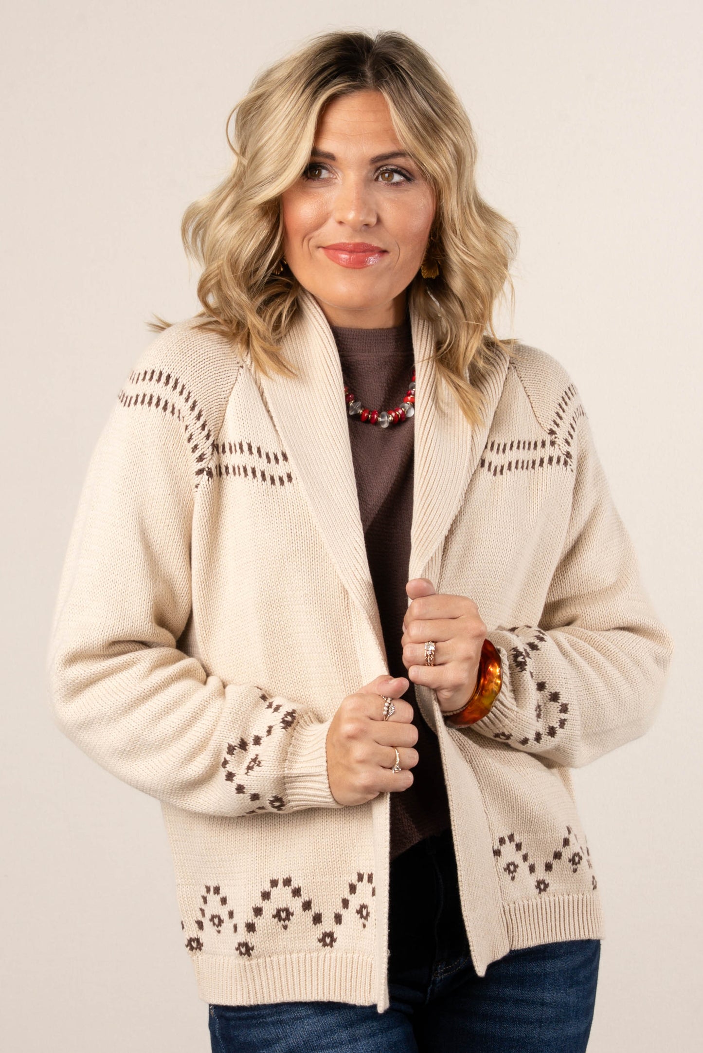 Fillmore Equestrian Knit Open Front Cardigan