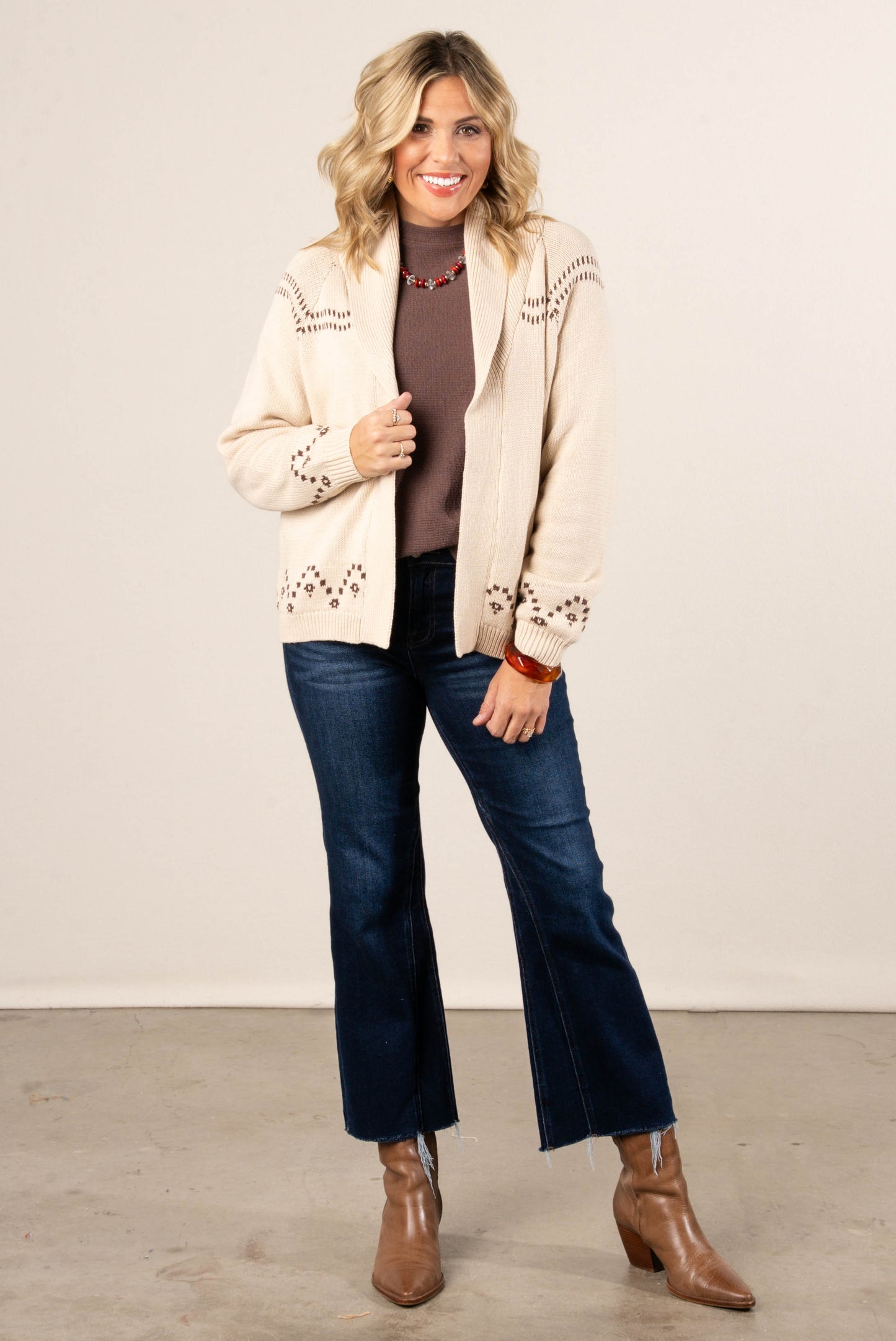 Fillmore Equestrian Knit Open Front Cardigan