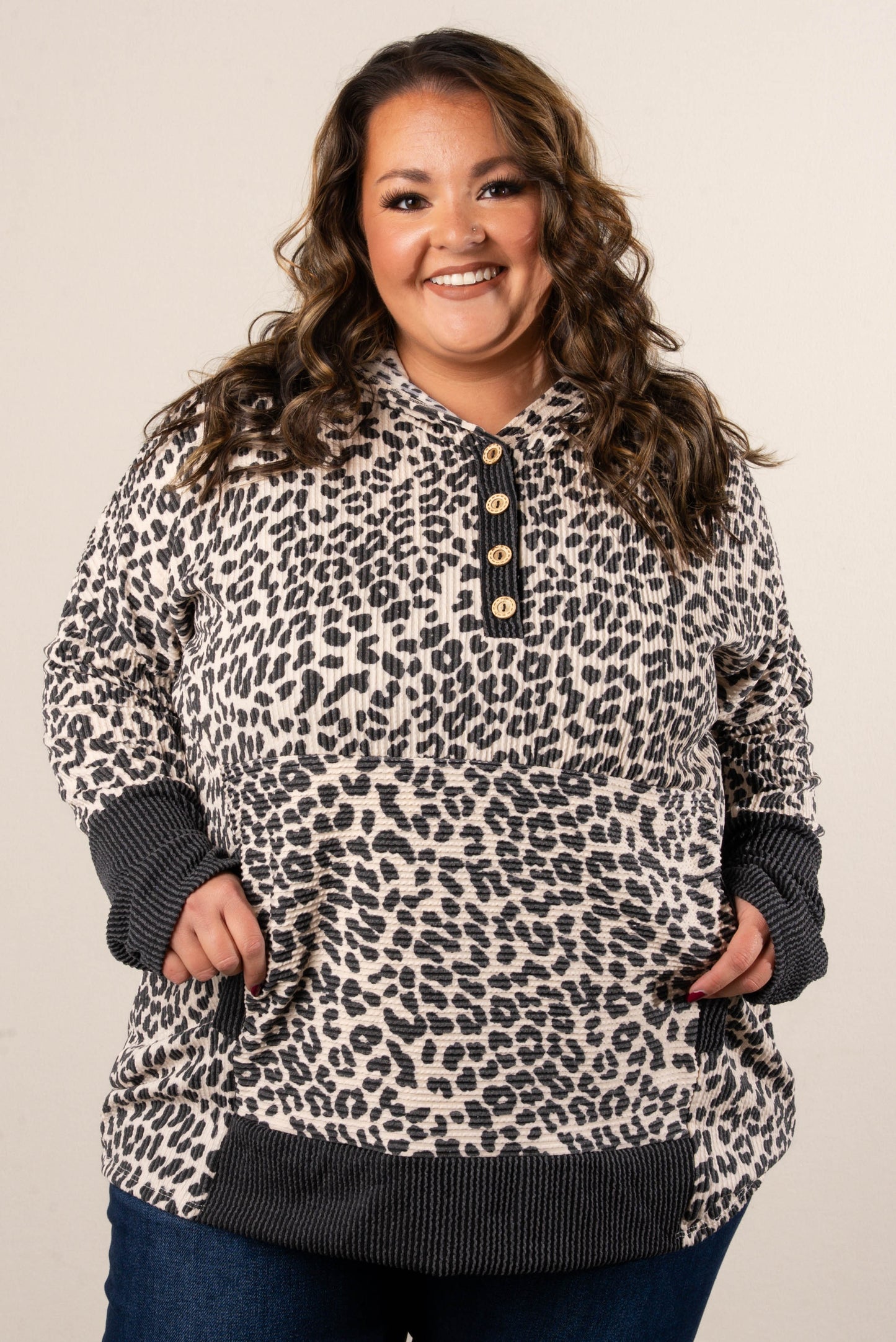 Spot Me Oversized Leopard Hooded Top