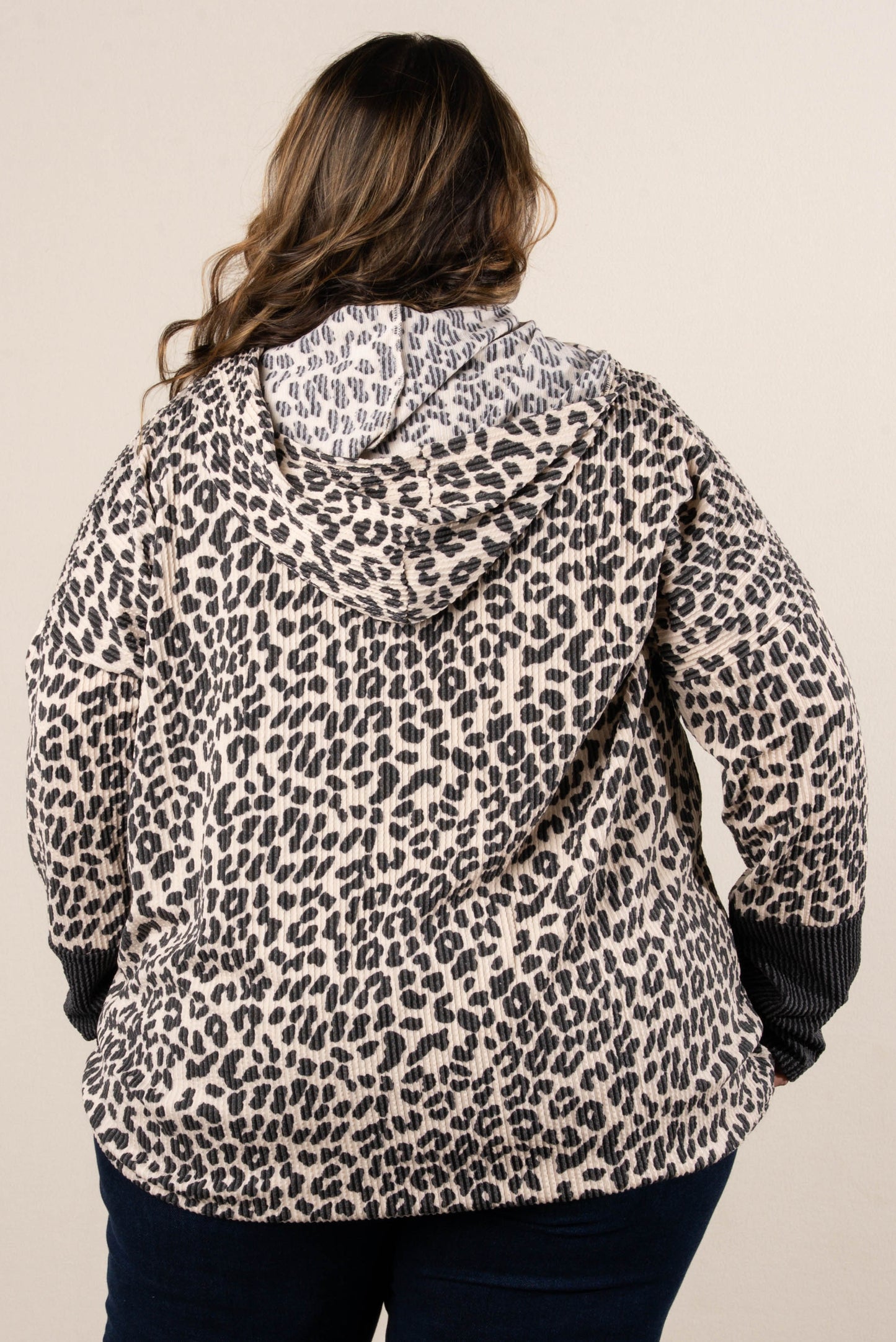 Spot Me Oversized Leopard Hooded Top