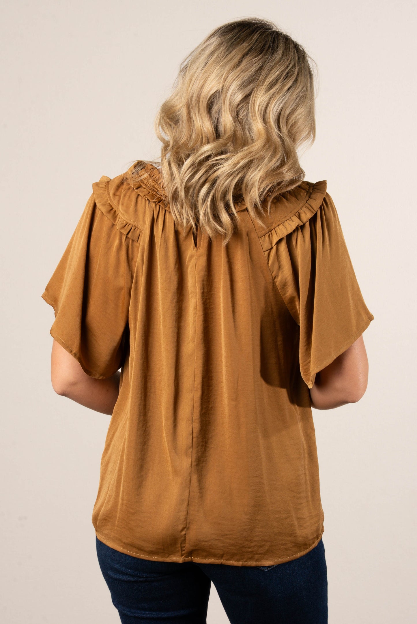 Glimmer On Satin Ruffled Detail Blouse