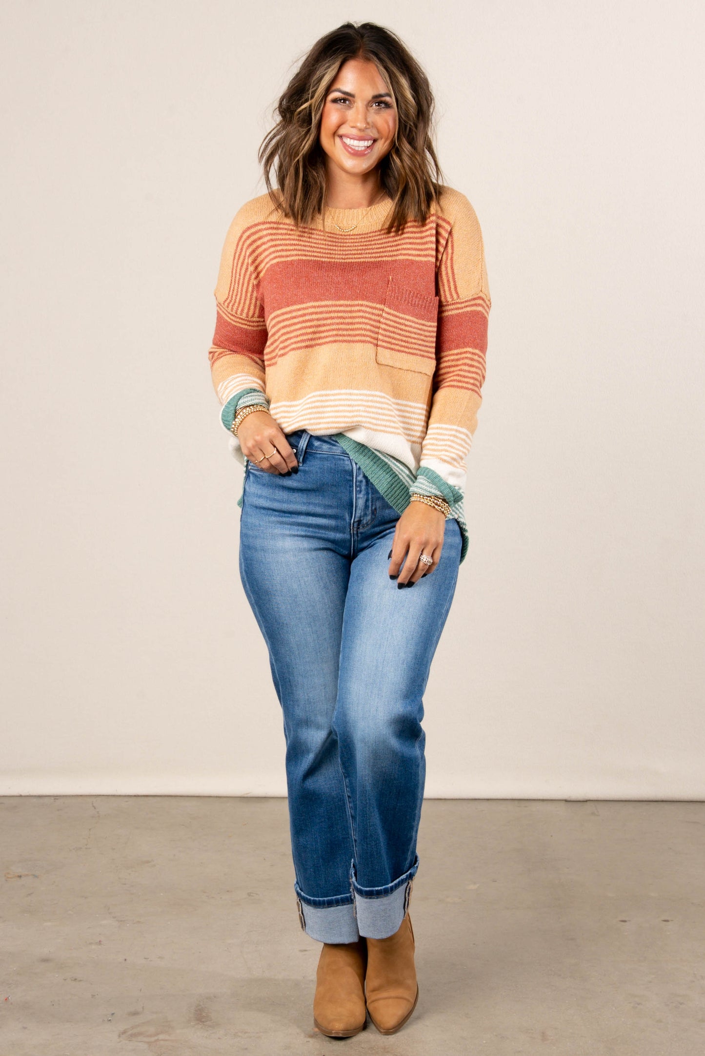 Pixie Stripe Block Drop Shoulder Sweater