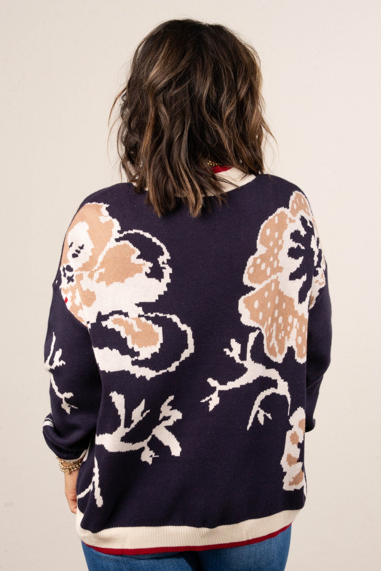 Primrose Floral Knit Drop Shoulder Sweater
