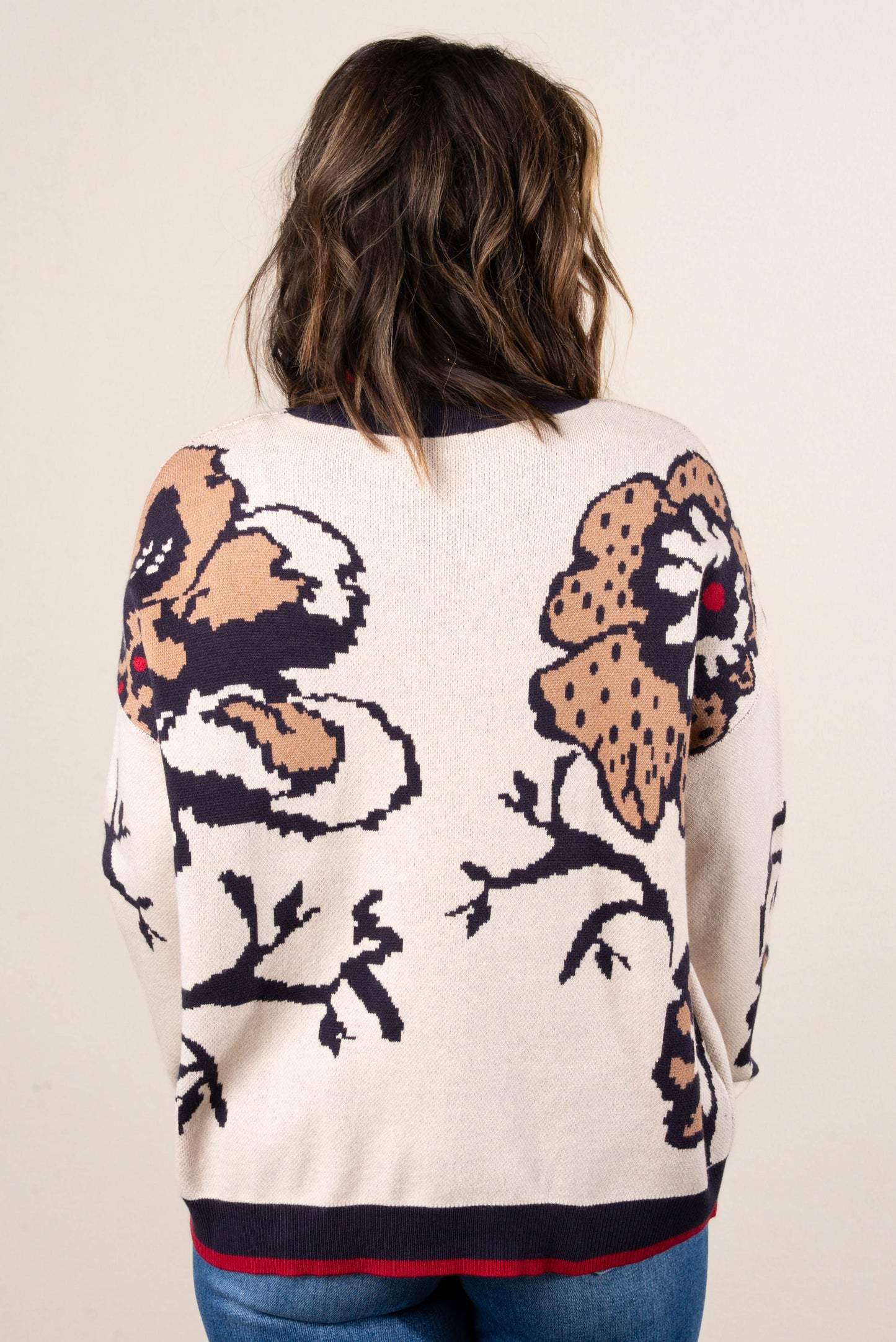 Primrose Floral Knit Drop Shoulder Sweater