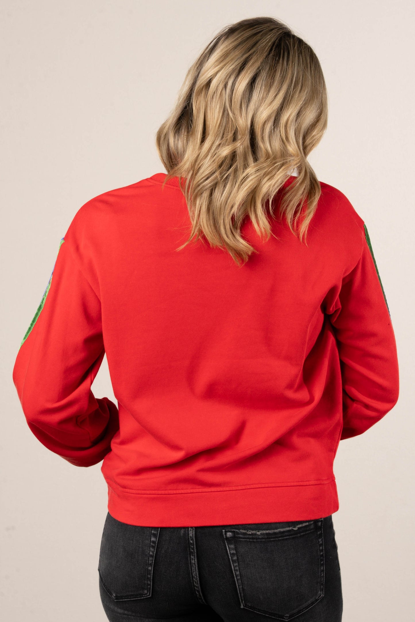 City Stroll Velvet Striped Sleeve Pullover
