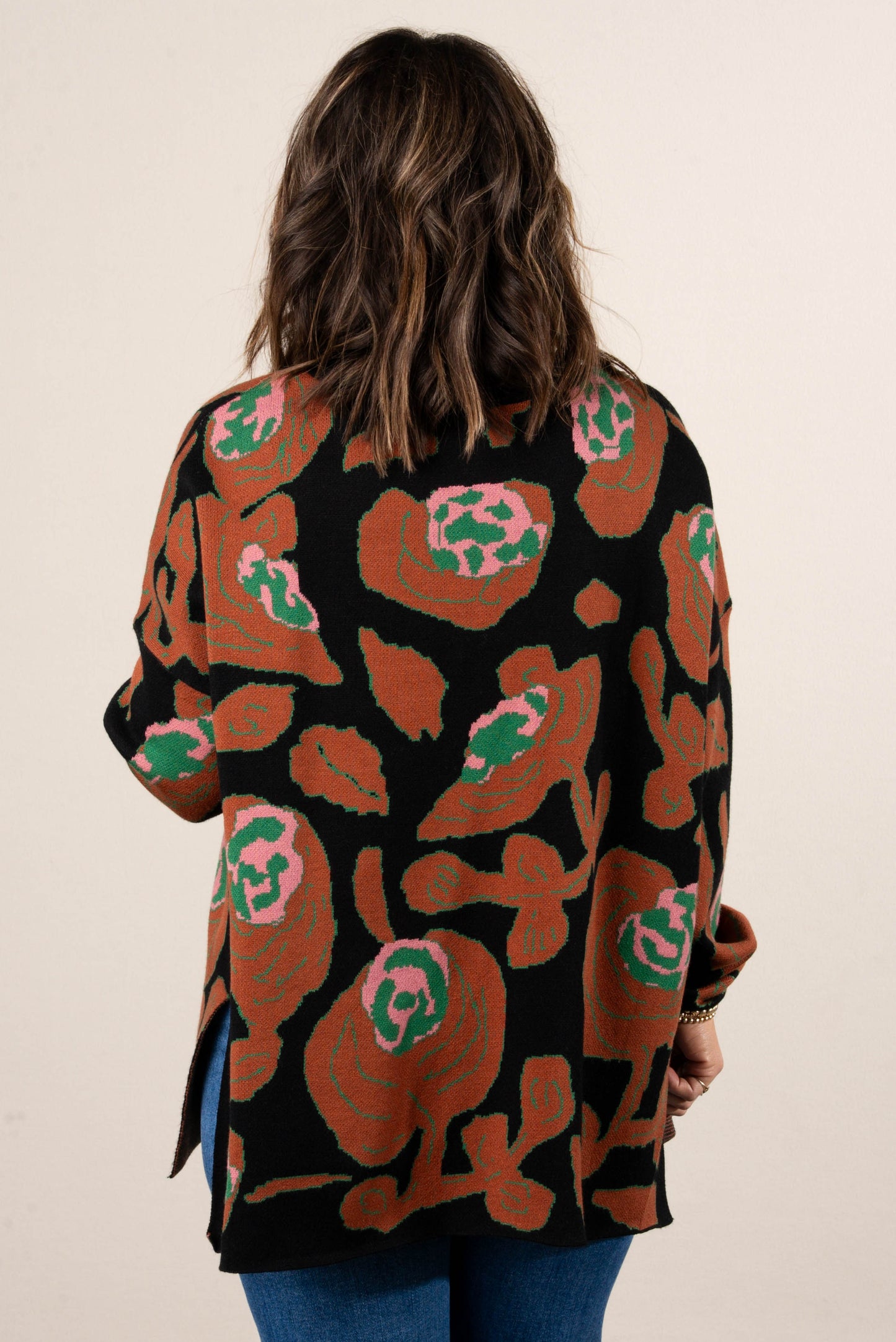 Fall Refresh Floral Knit Drop Shoulder Sweater