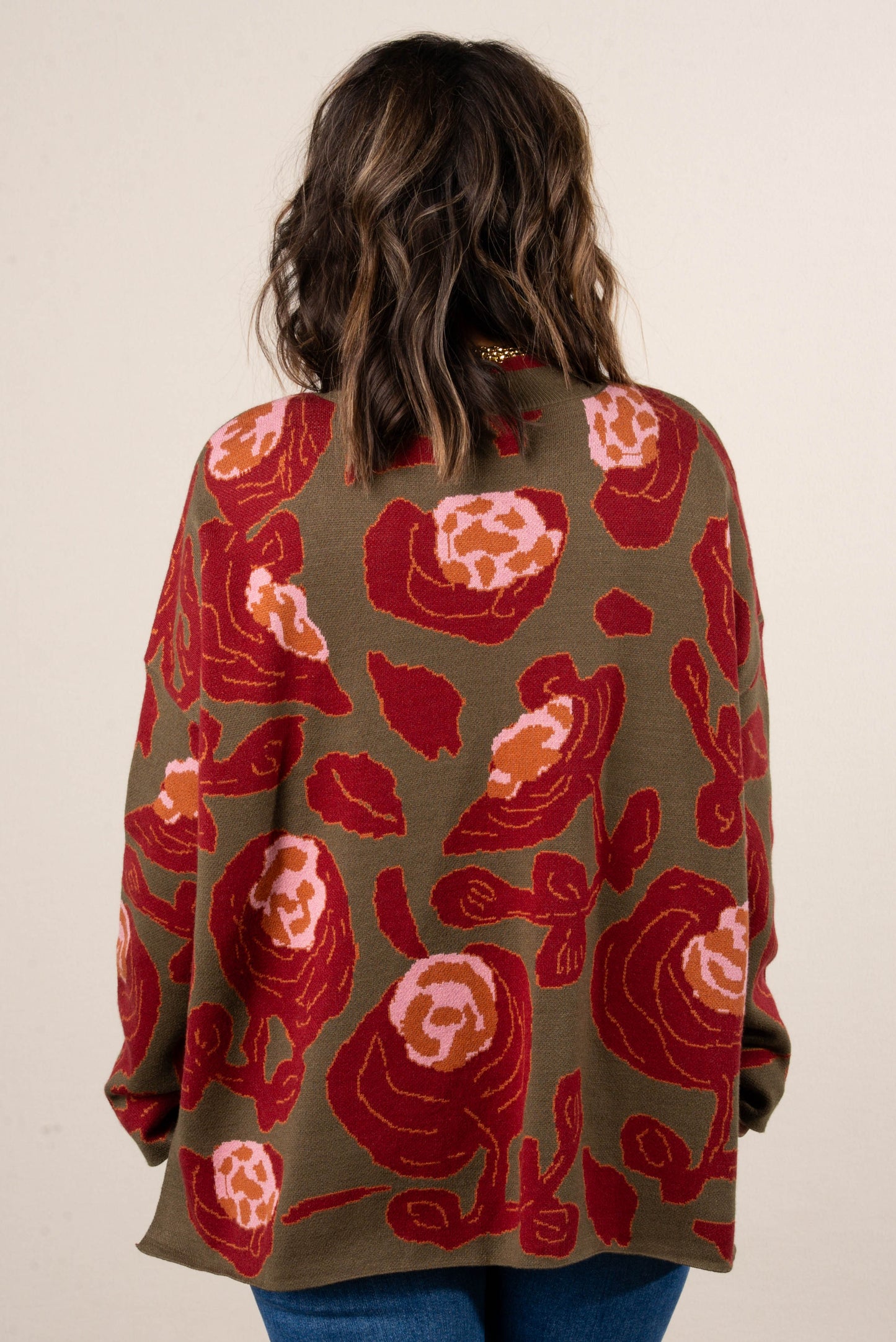 Fall Refresh Floral Knit Drop Shoulder Sweater