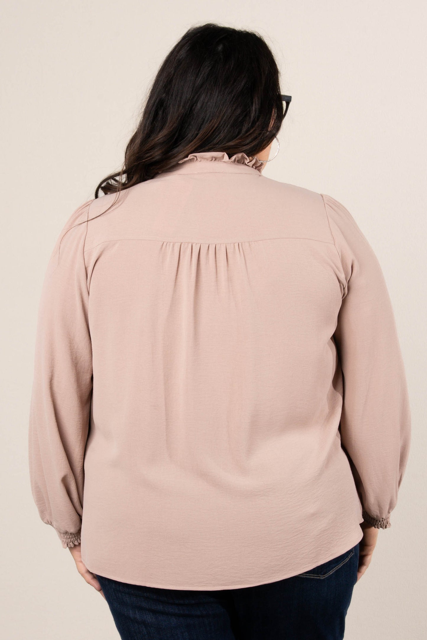 Melrose Ruffled Half Button Blouse