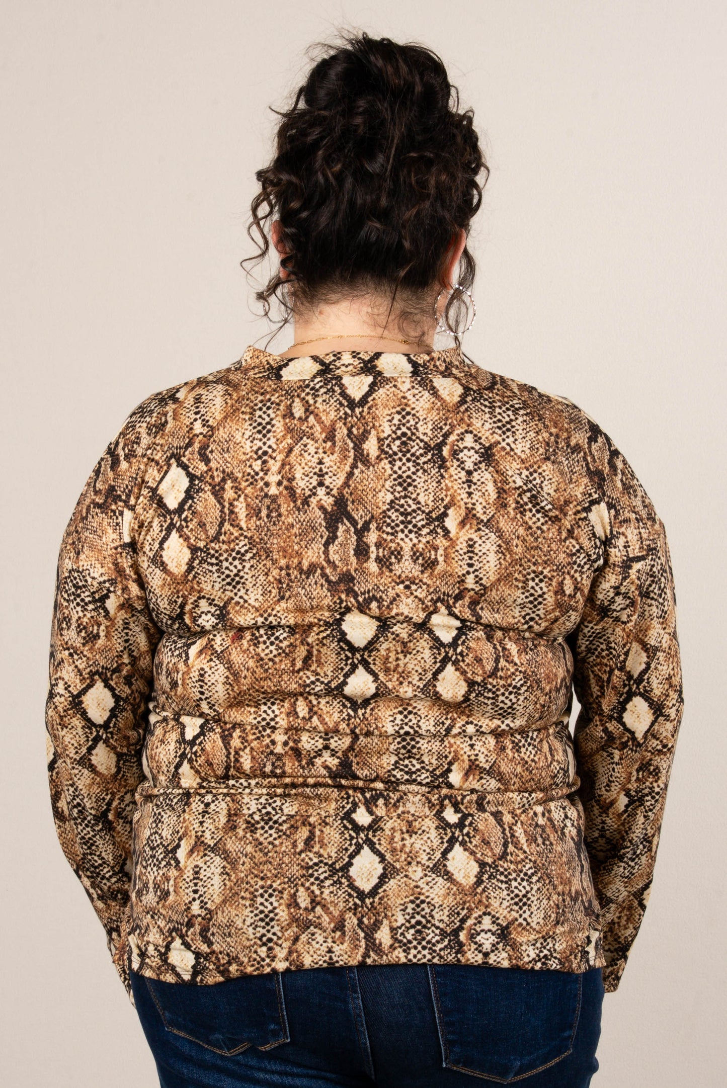 Medusa Snake Print Half Button Top