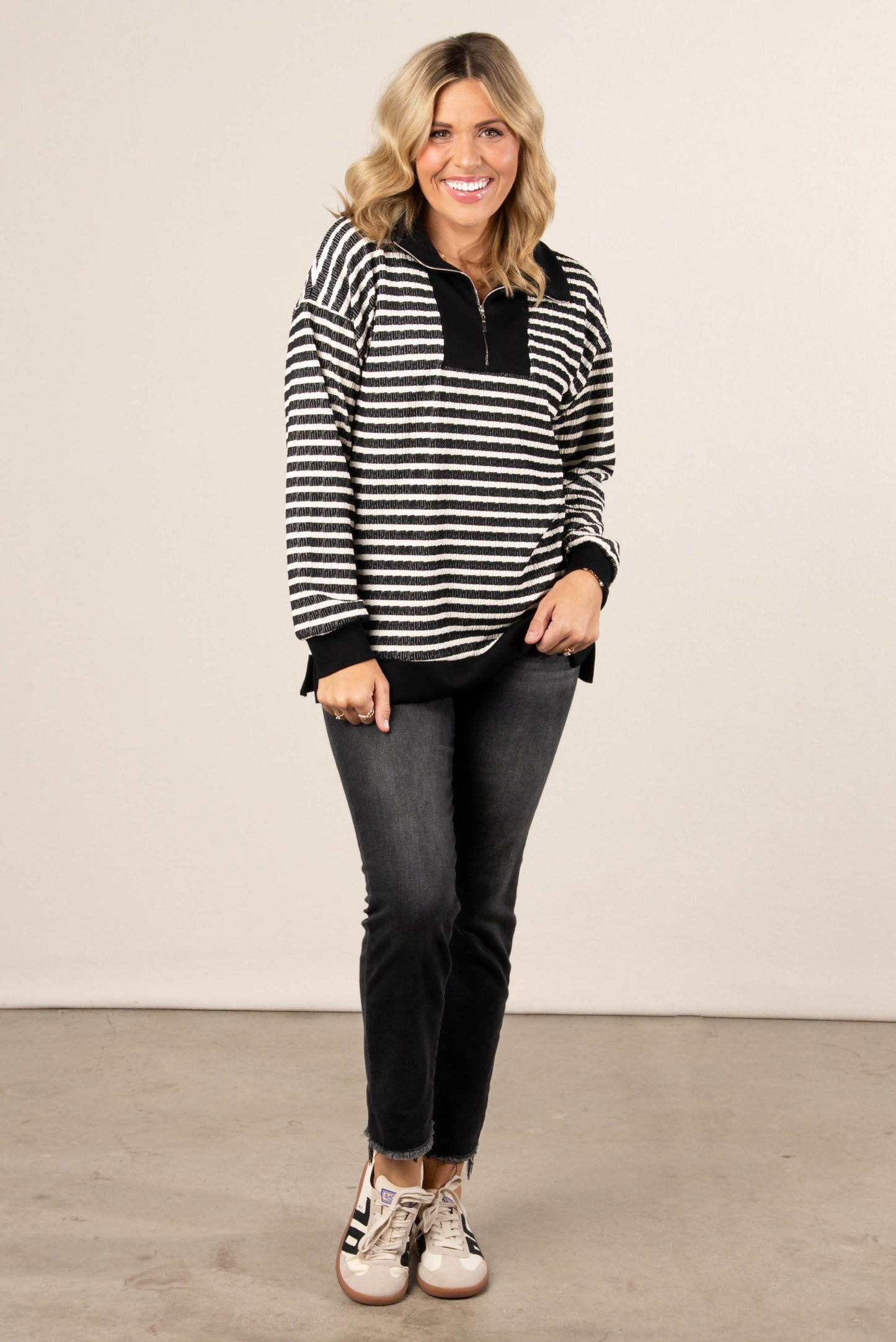 Cabin Comfort Striped Quarter Zip Pullover