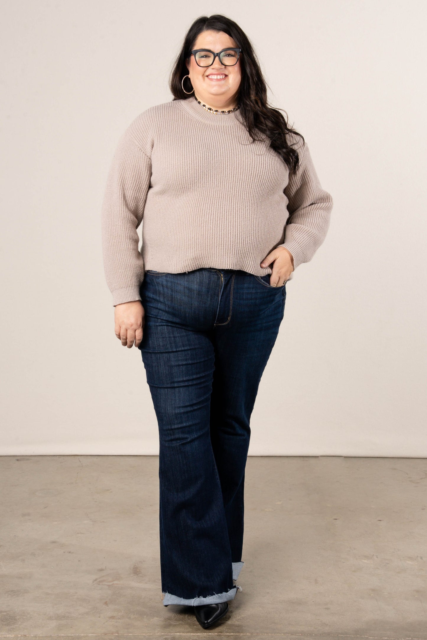 Geneva Rib Knit Hi-Lo Sweater