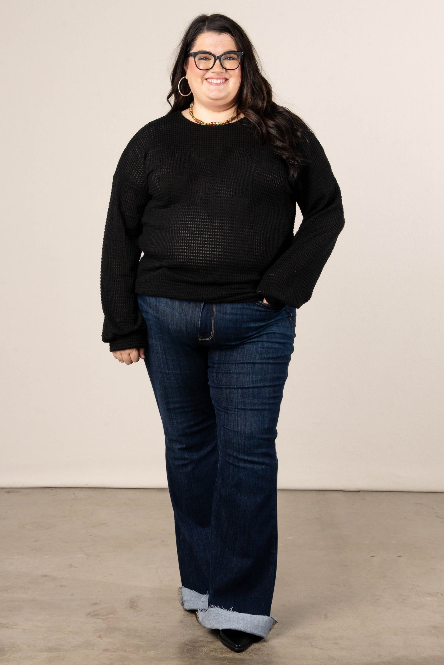 Emmerson Waffle Knit Drop Shoulder Top
