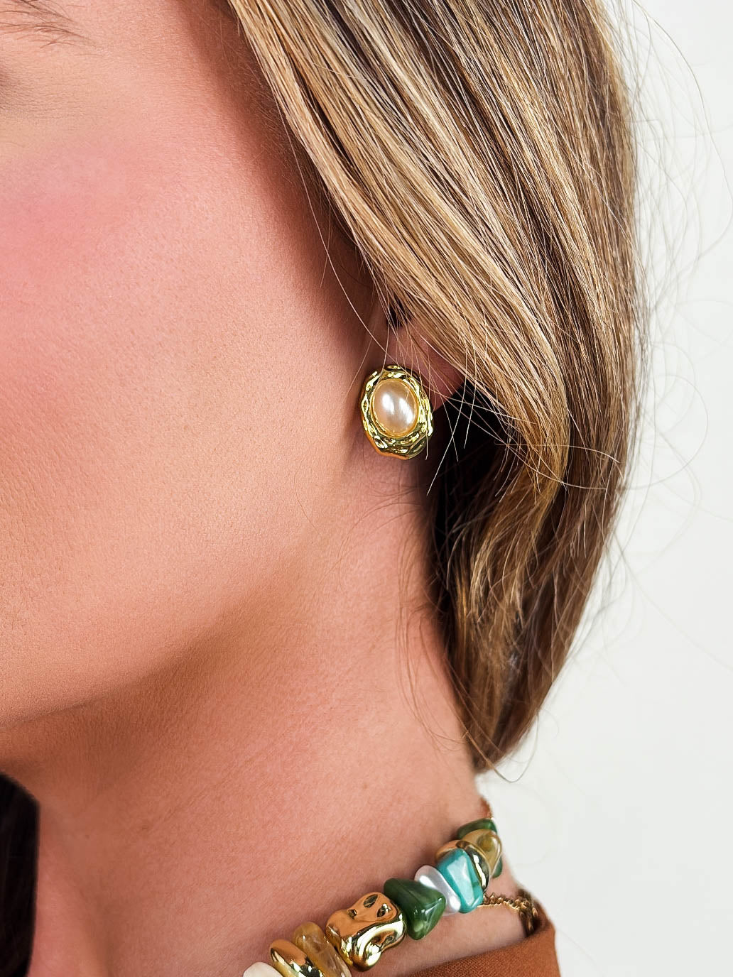 Pearl Bean Stud Earrings