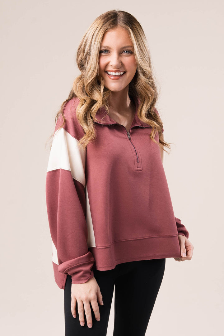 Color Block Half Zip Pullover