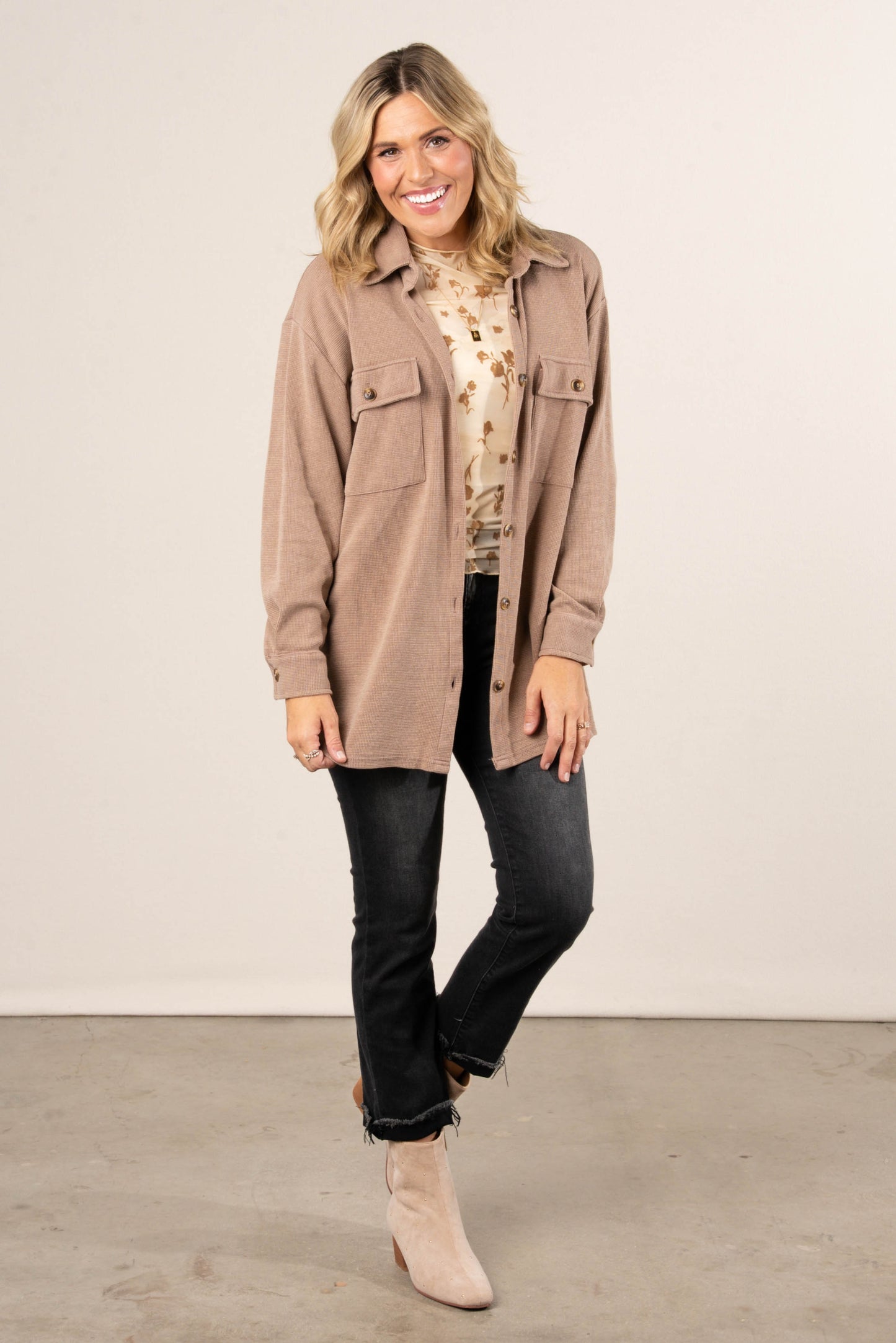Easy Living Mini Waffle Knit Shacket