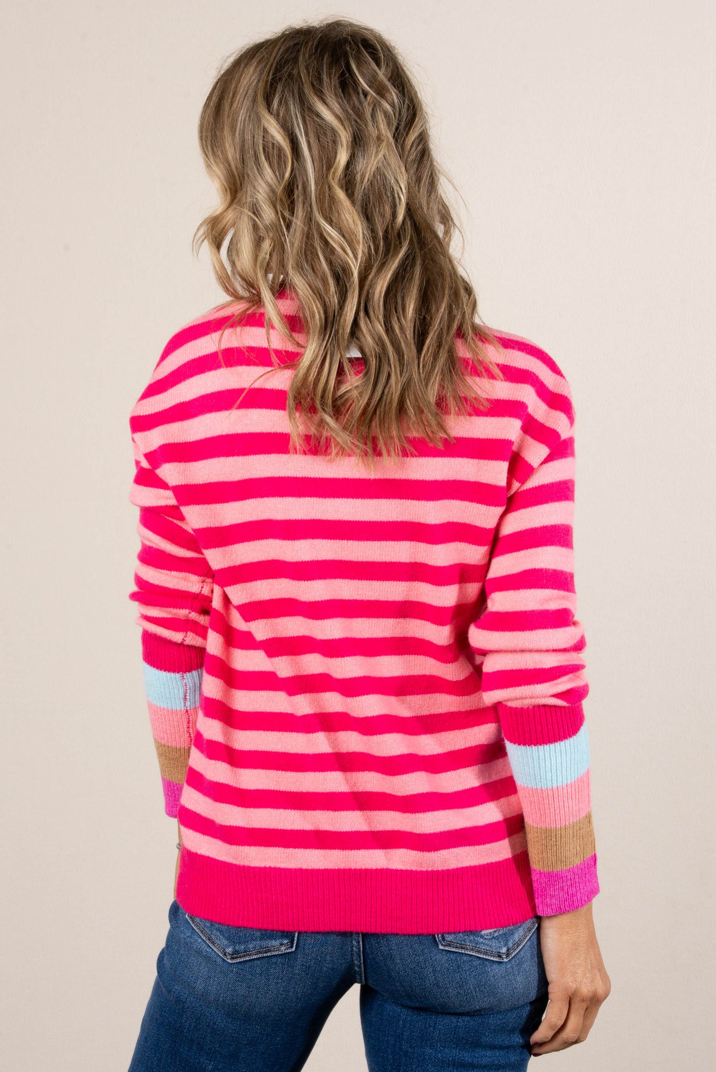 Ease Up Striped Contrast Trim Sweater