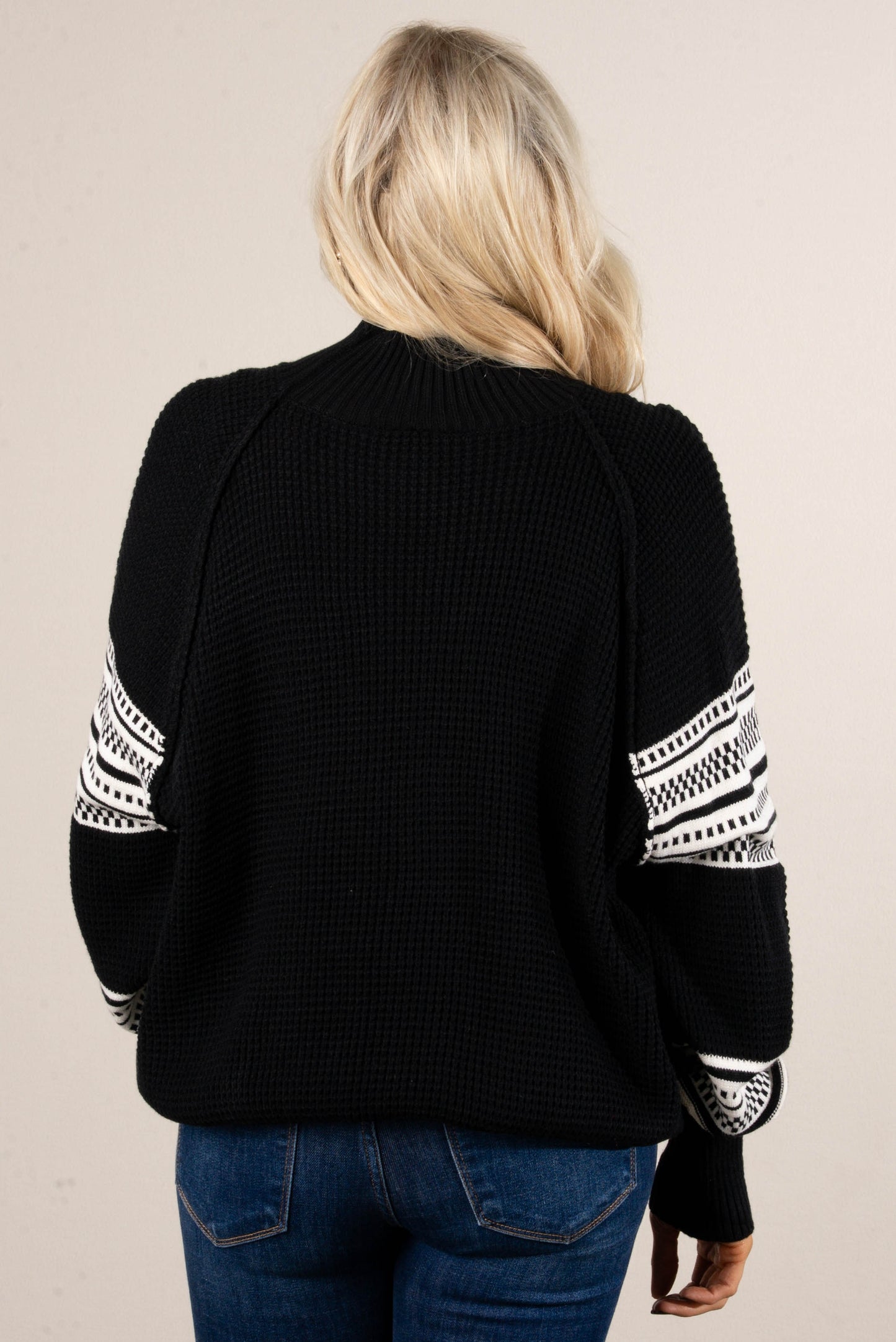 Lambert Cove Mixed Knit Button Cuff Sweater