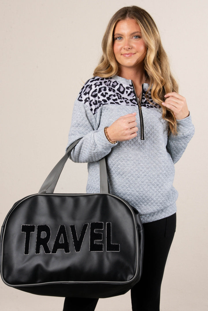 Wild Side Leopard Bodice Quarter Zip Top