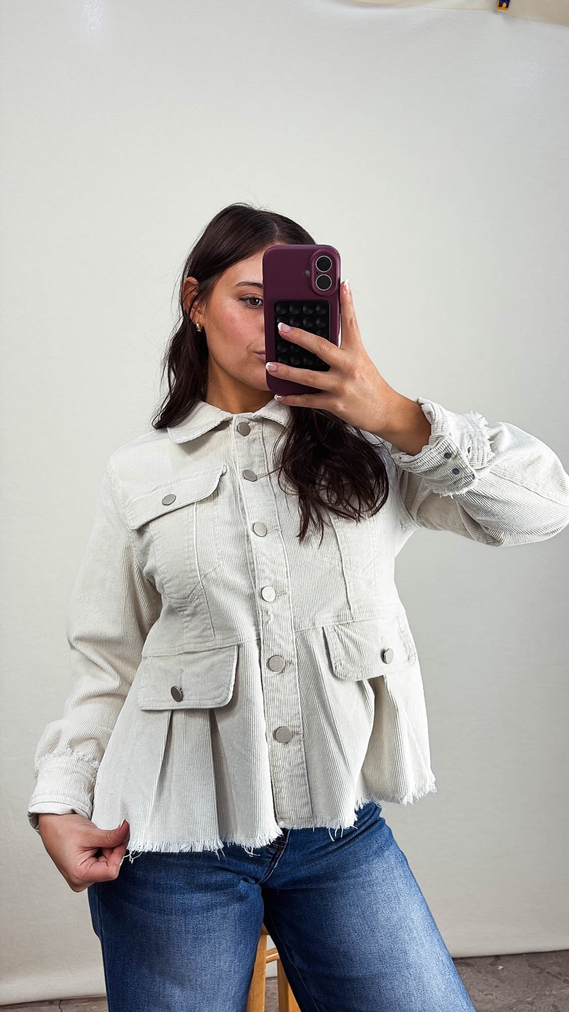 Baylor Washed Corduroy Peplum Jacket